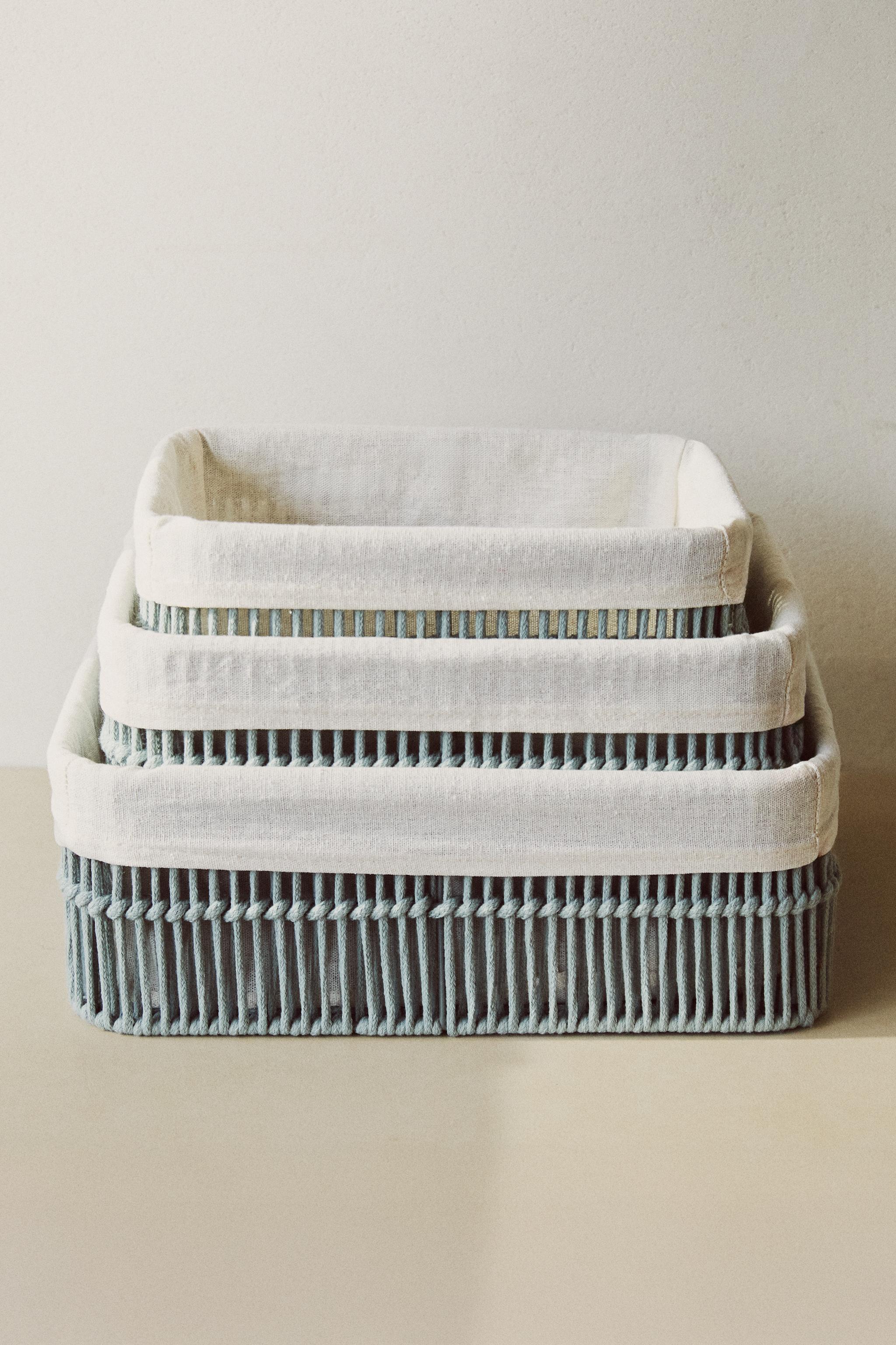RECTANGULAR BASKET WITH FABRIC LINING