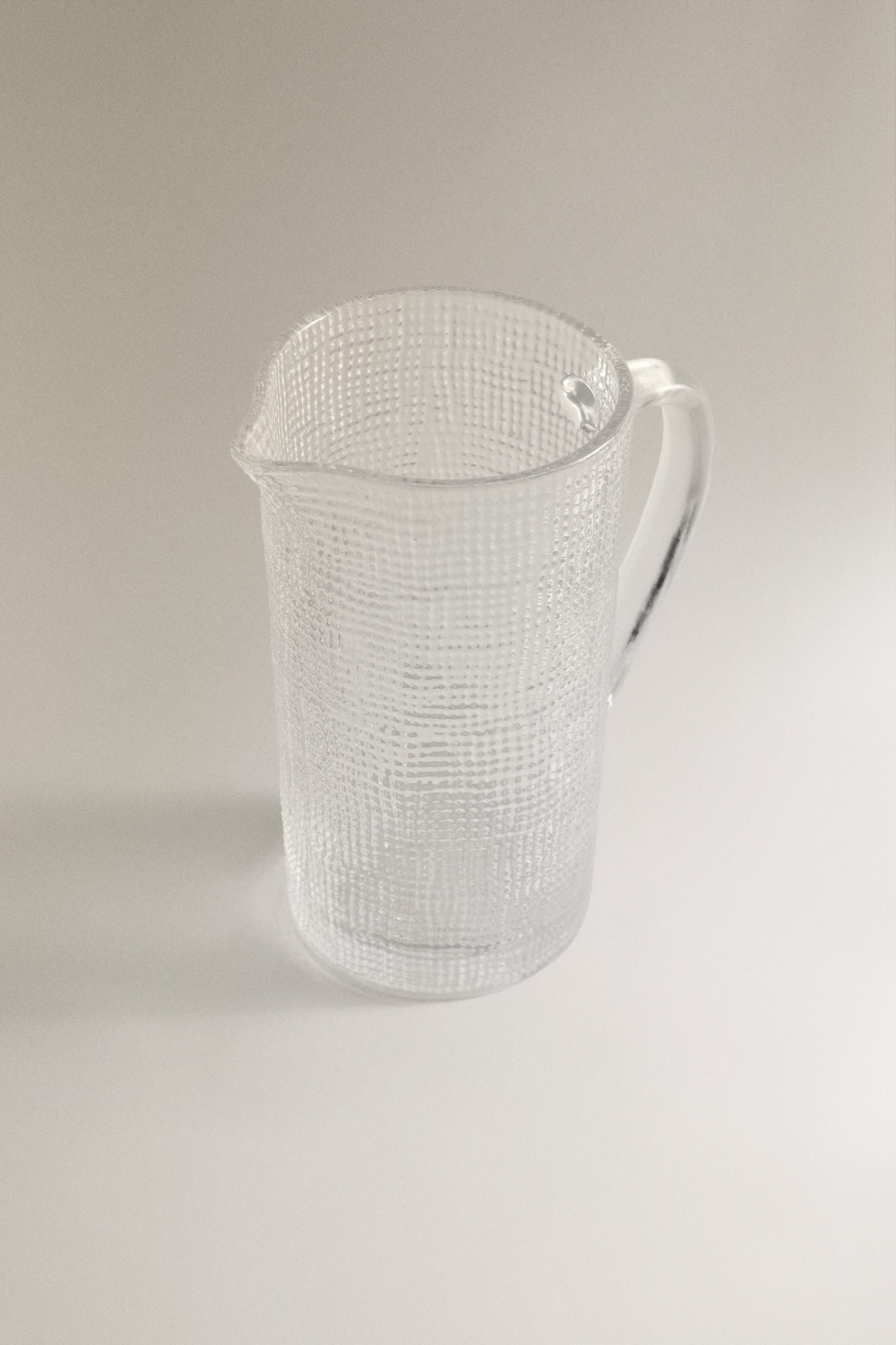 RAISED DESIGN GLASS PITCHER