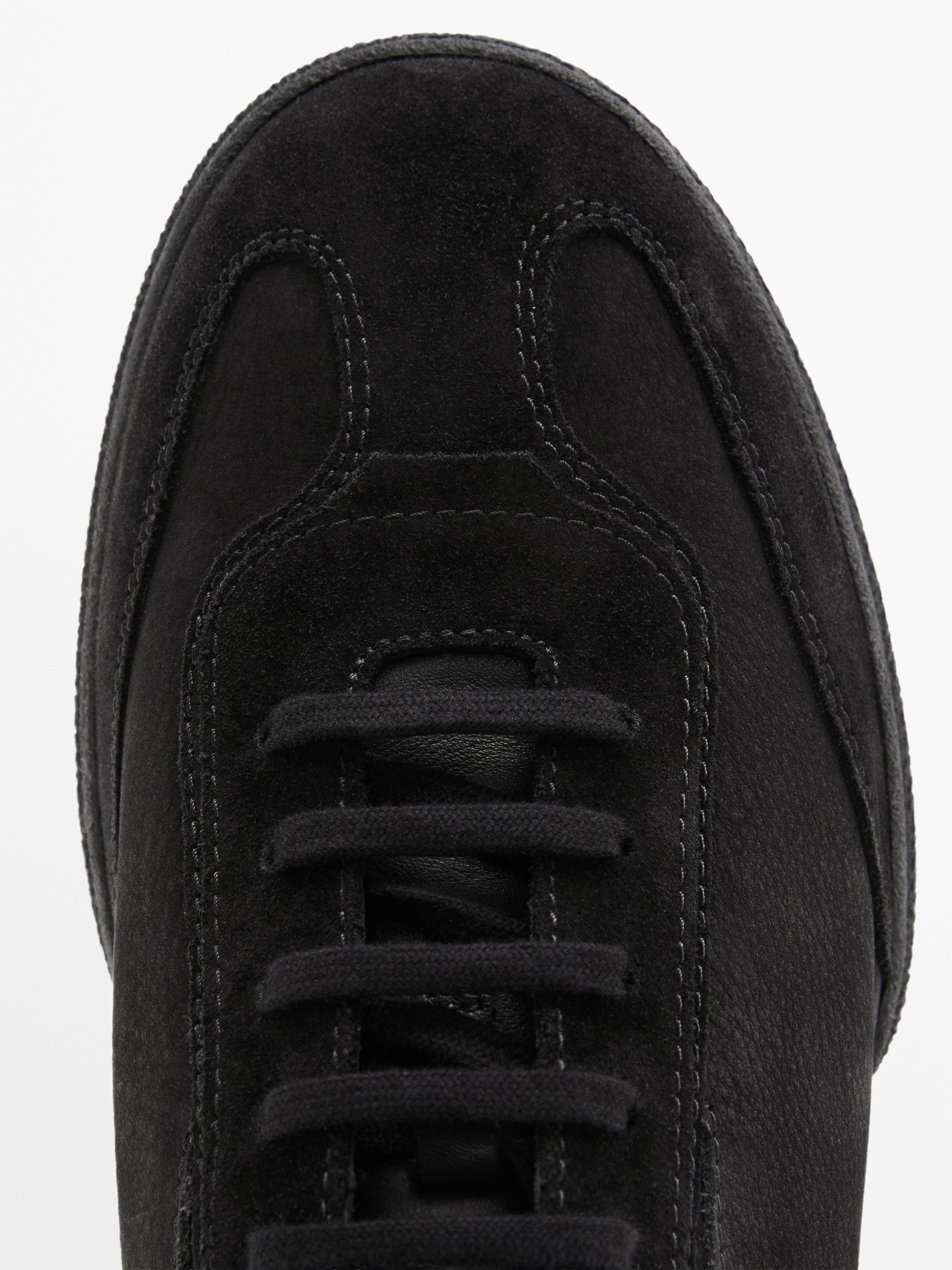 Split leather trainers with contrast soles