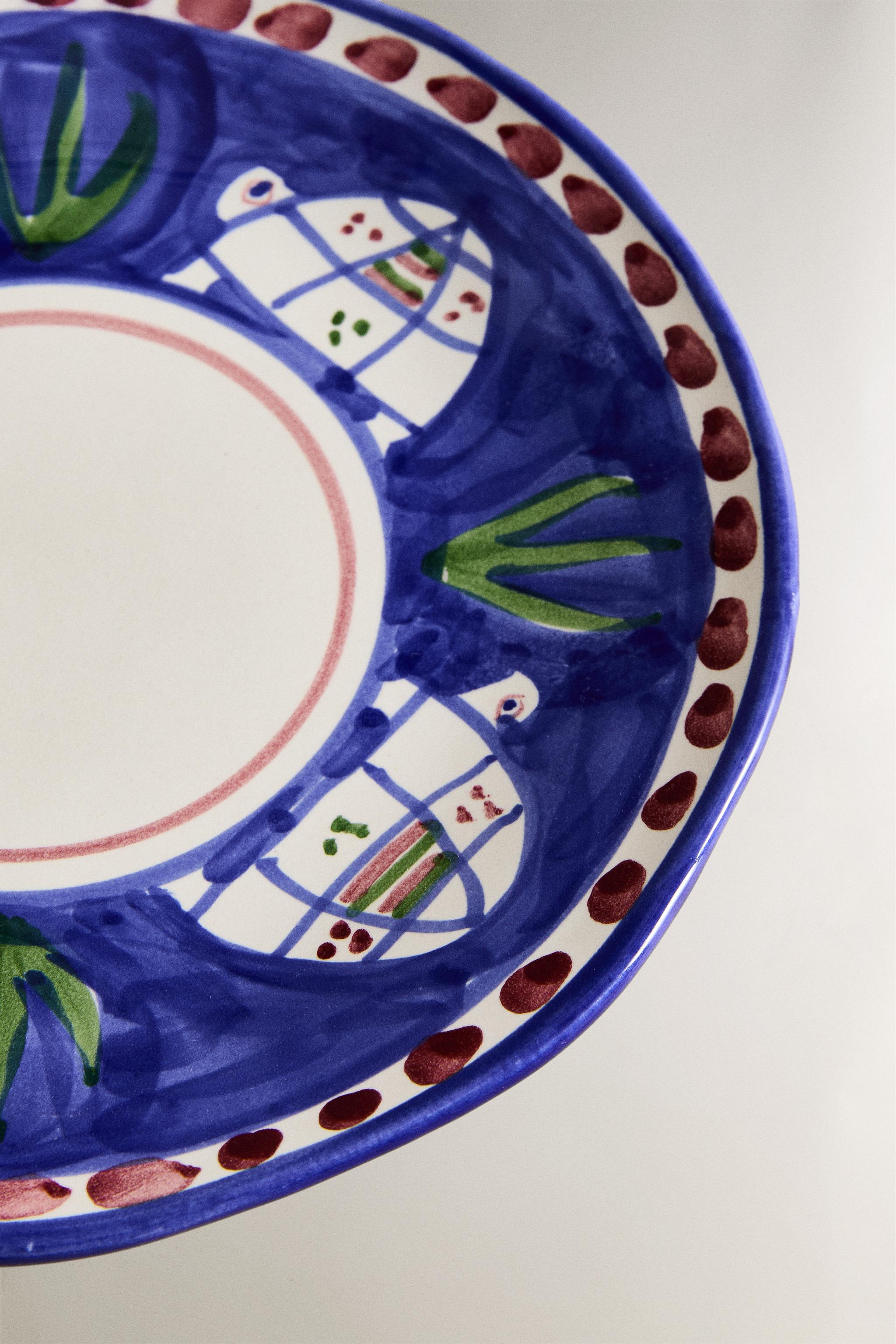 PAINTED CERAMIC DESSERT PLATE