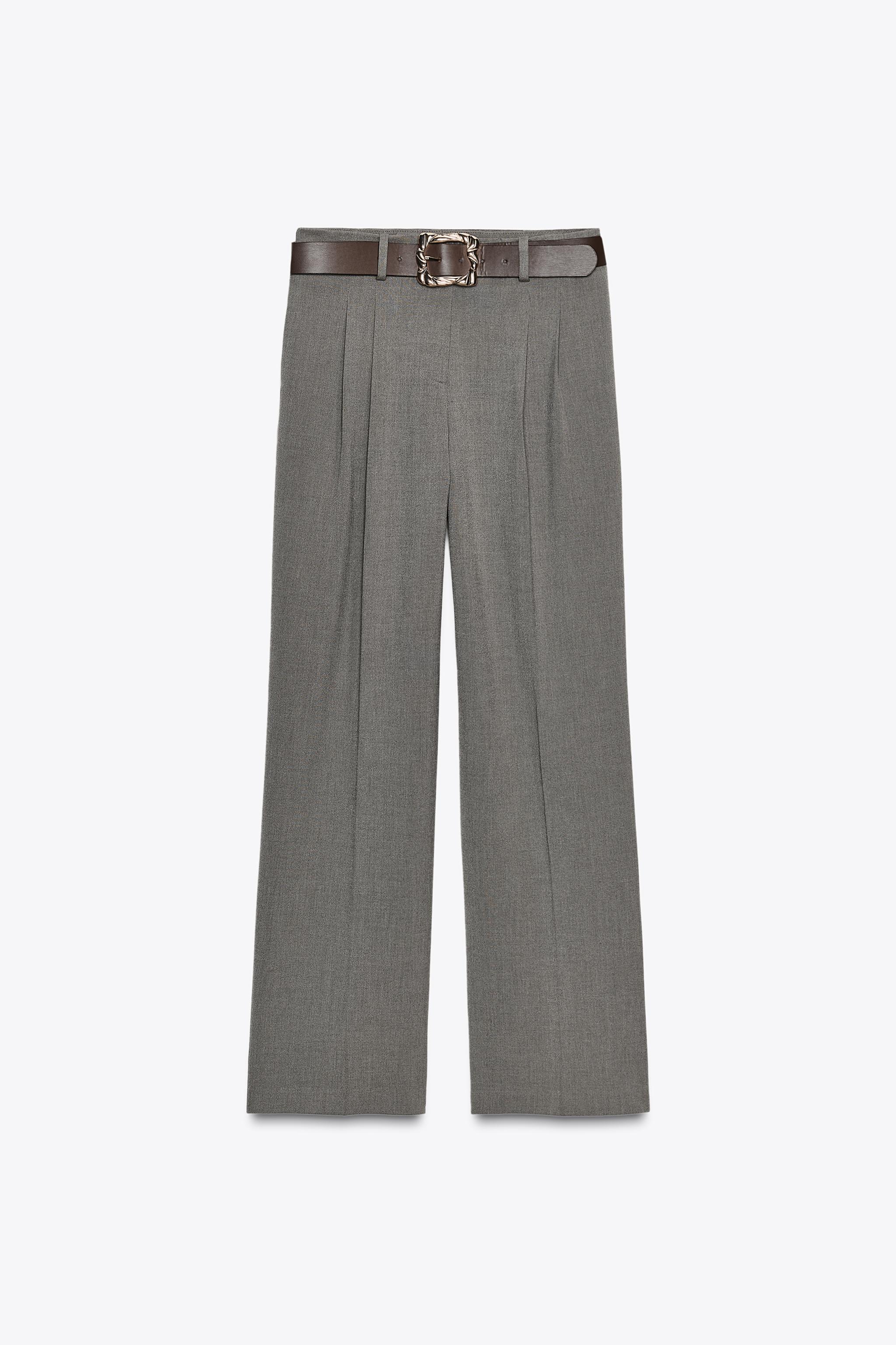 STRAIGHT LEG BELTED PANTS