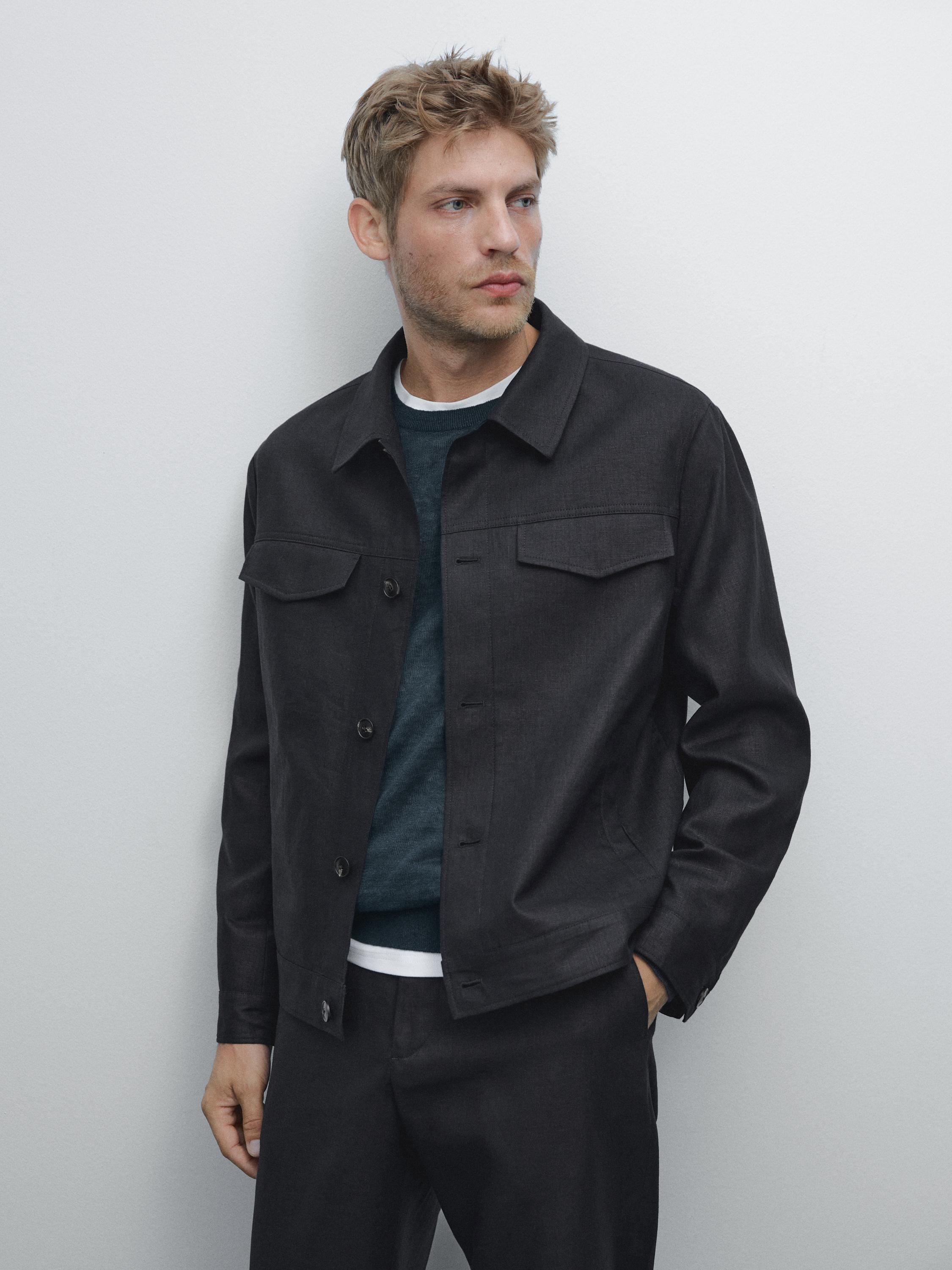 100% linen total look jacket