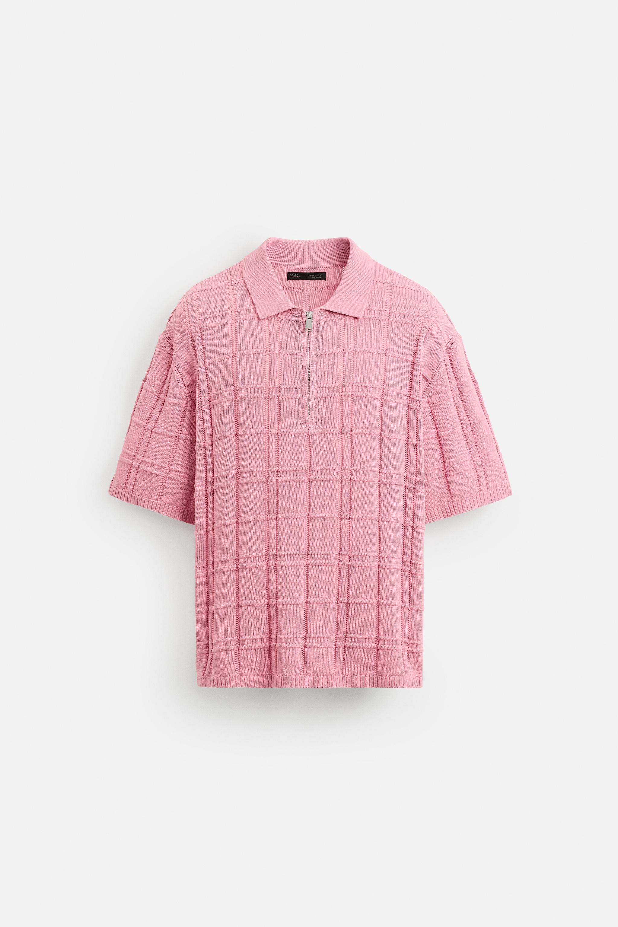 CHECKERED JACQUARD KNIT POLO SHIRT