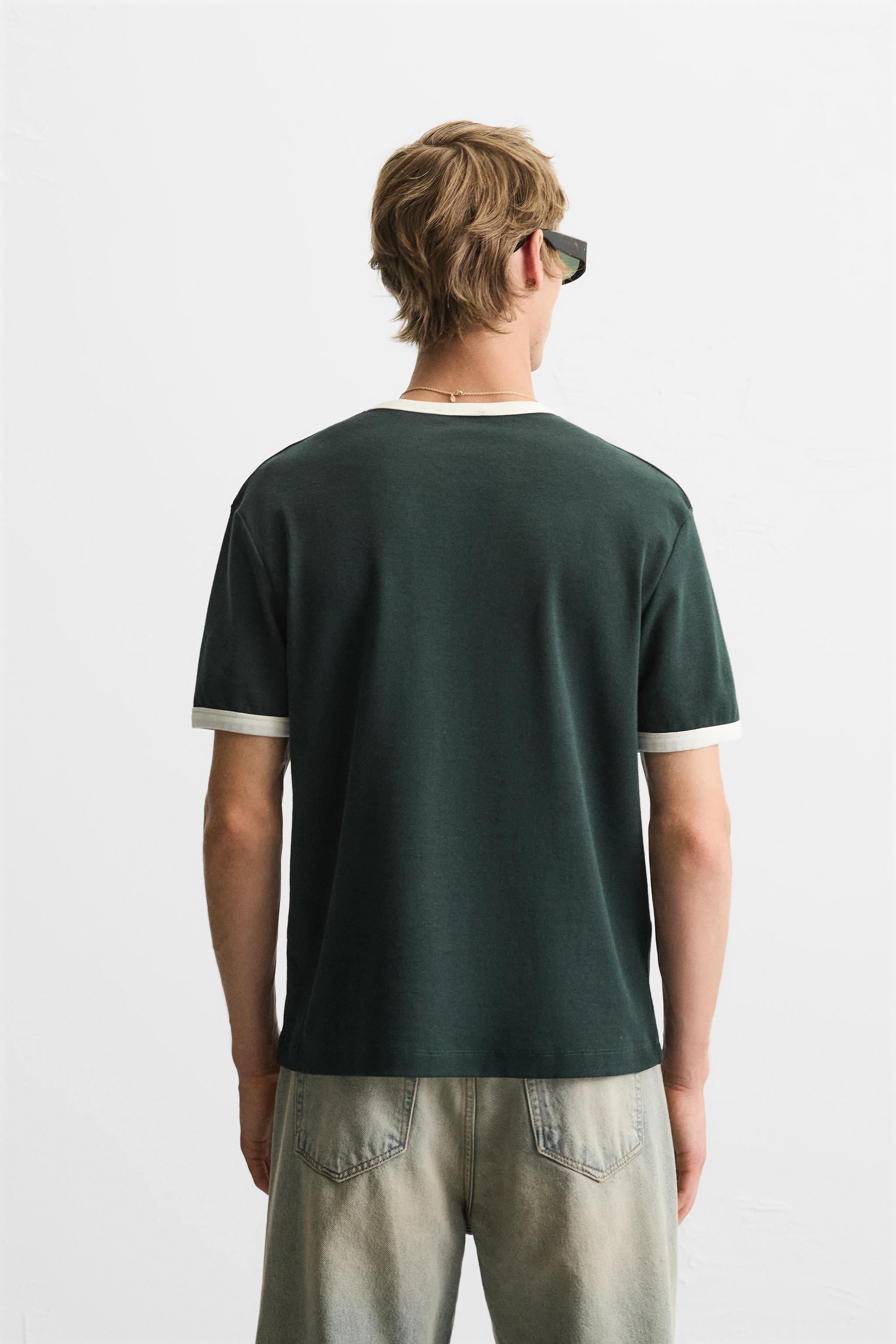 BASIC CONTRAST RIBBED T-SHIRT