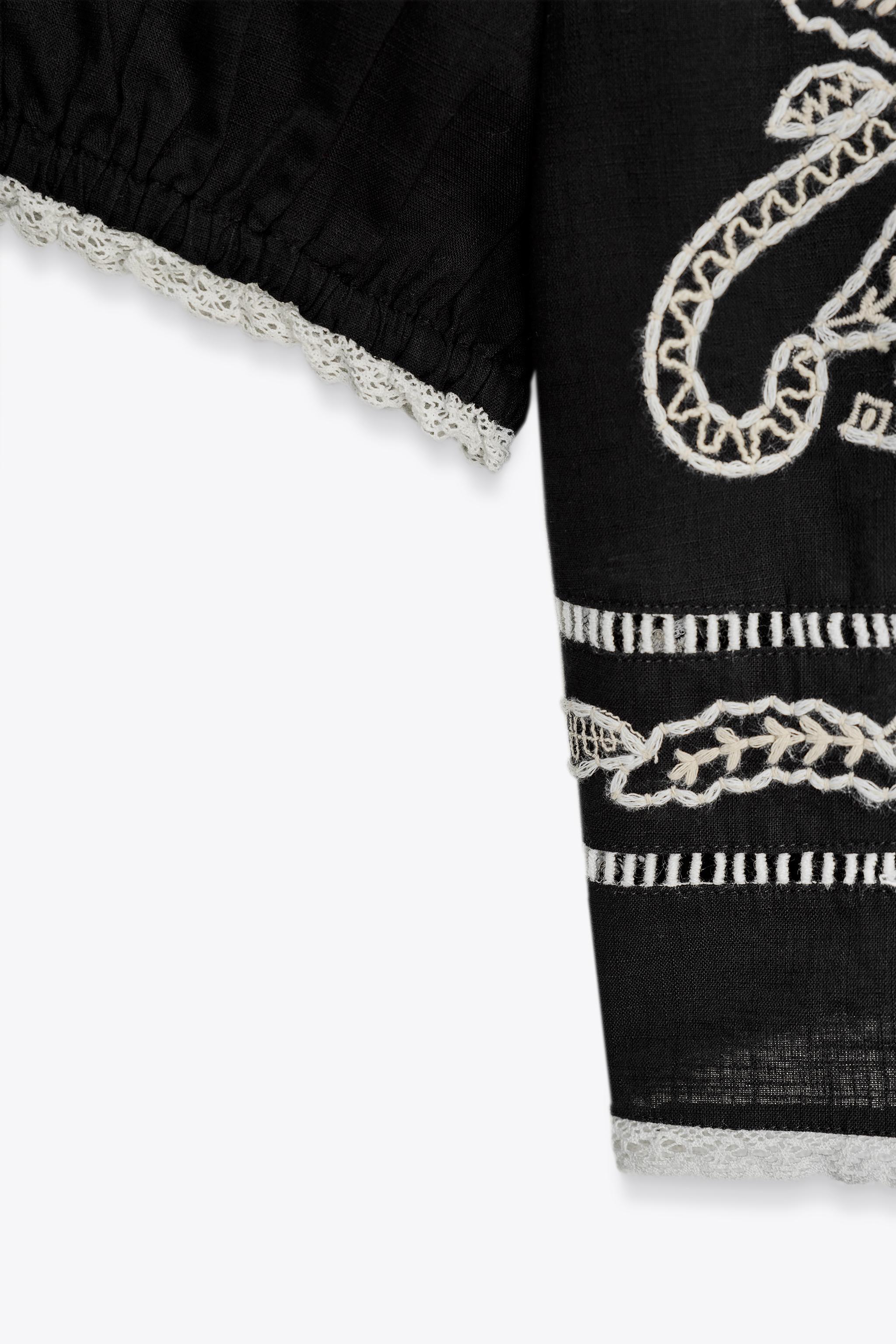 ZW COLLECTION CONTRAST EMBROIDERY BLOUSE