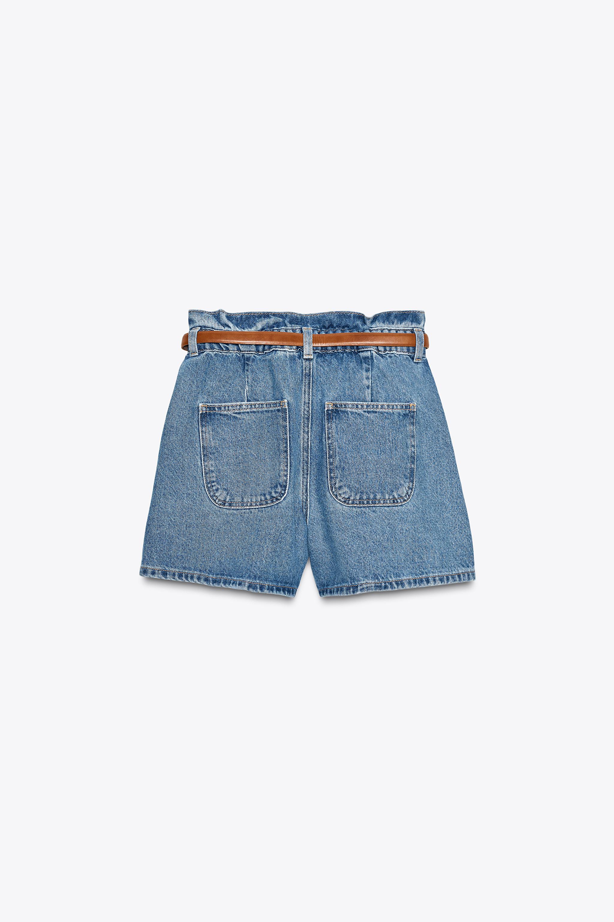 Z1975 DENIM PAPERBAG BELTED SHORTS