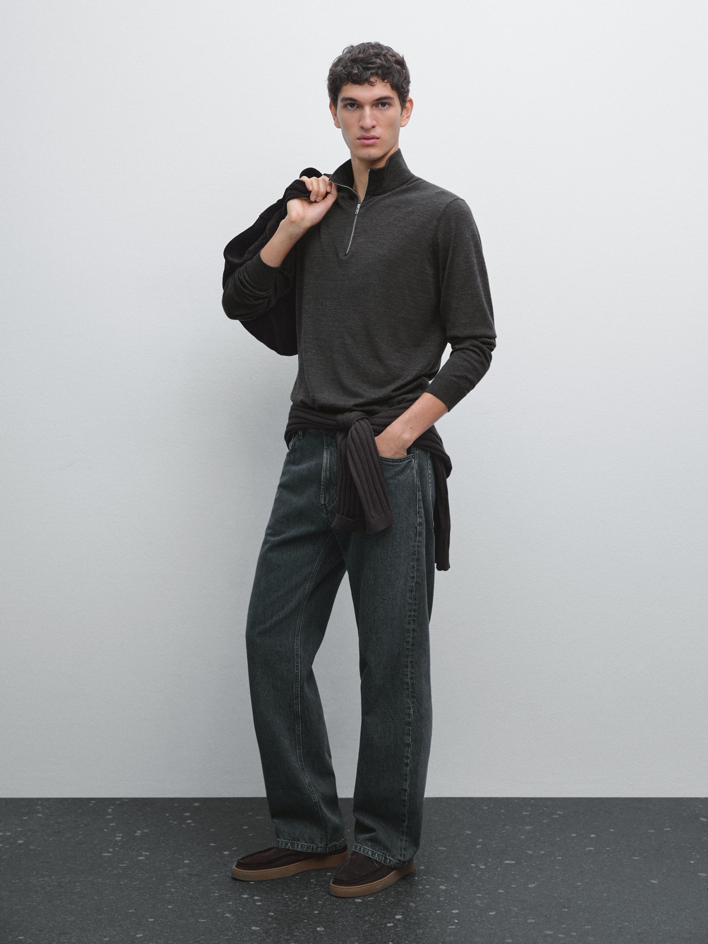 Quarter-zip knit sweater