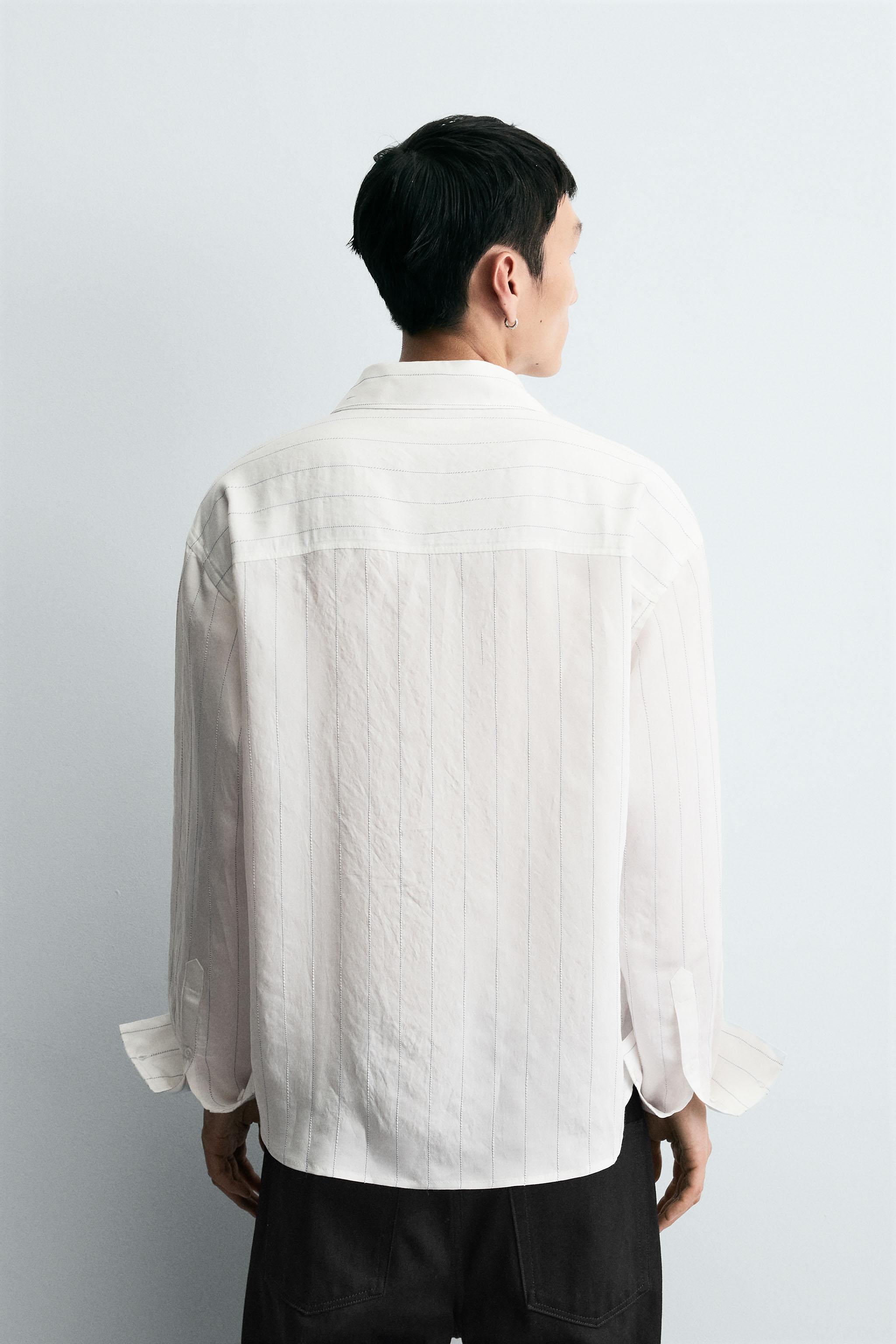 IRREGULAR STRIPE FLOWY SHIRT