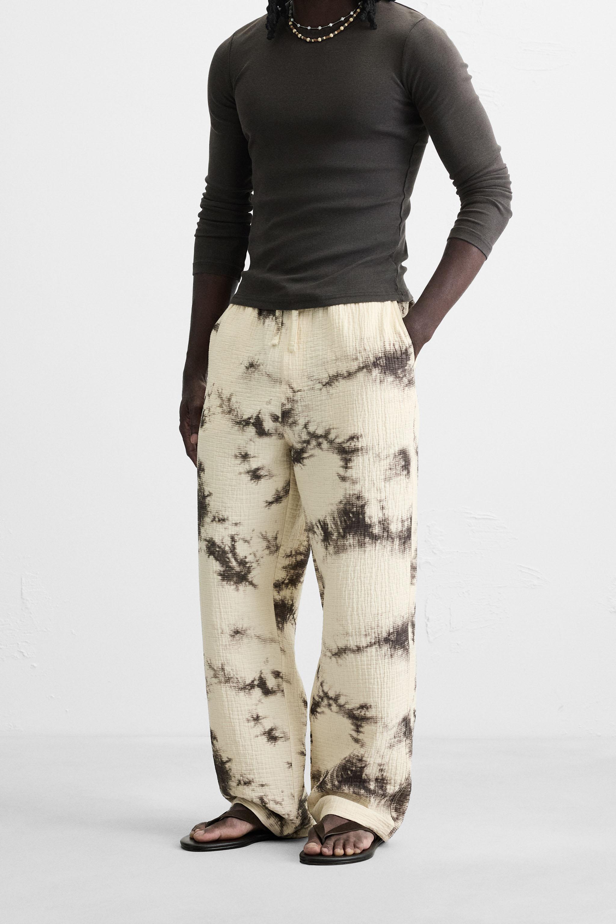 TEXTURED TIE-DYE PRINT PANTS
