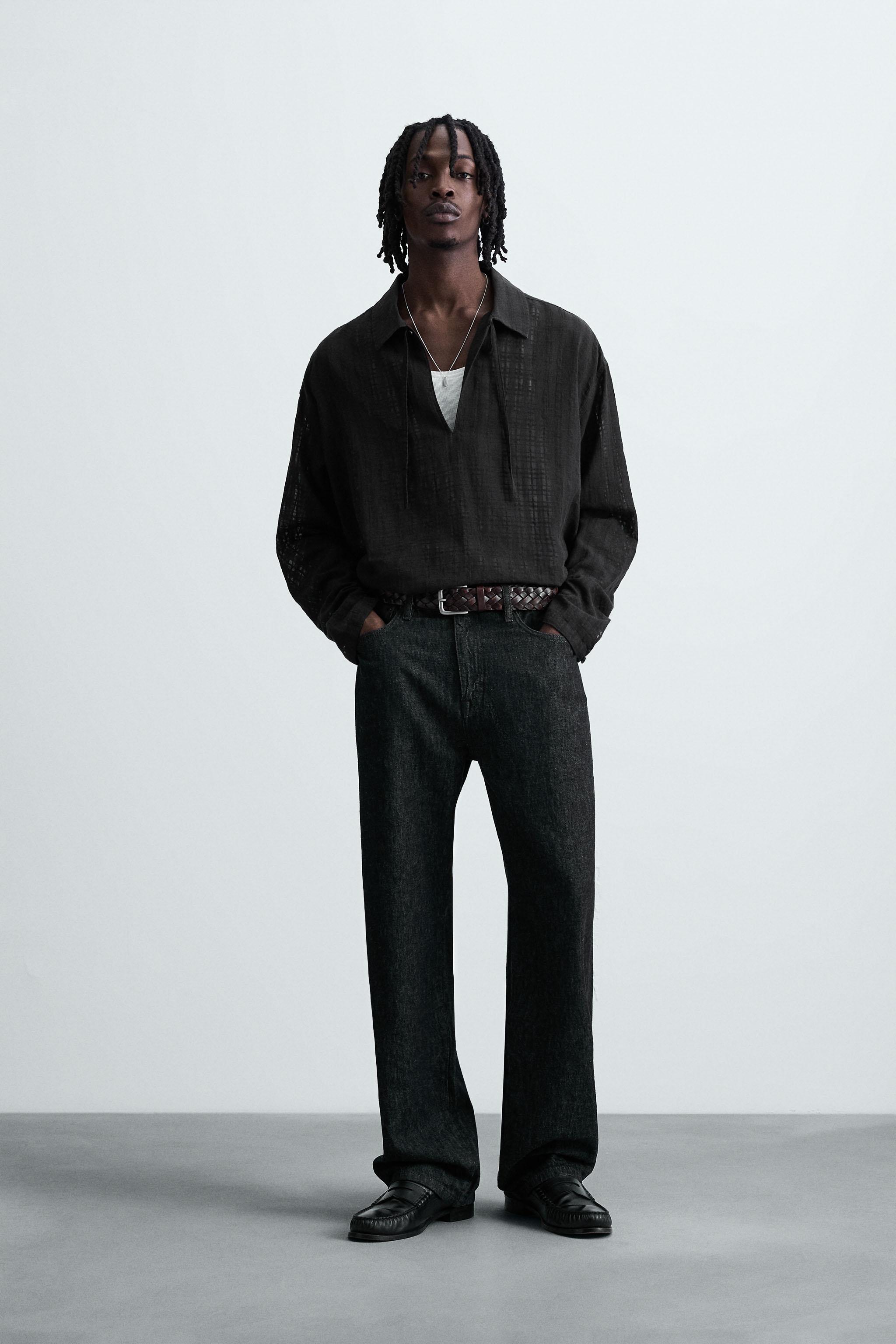 TEXTURED SEMI-SHEER POLO SHIRT