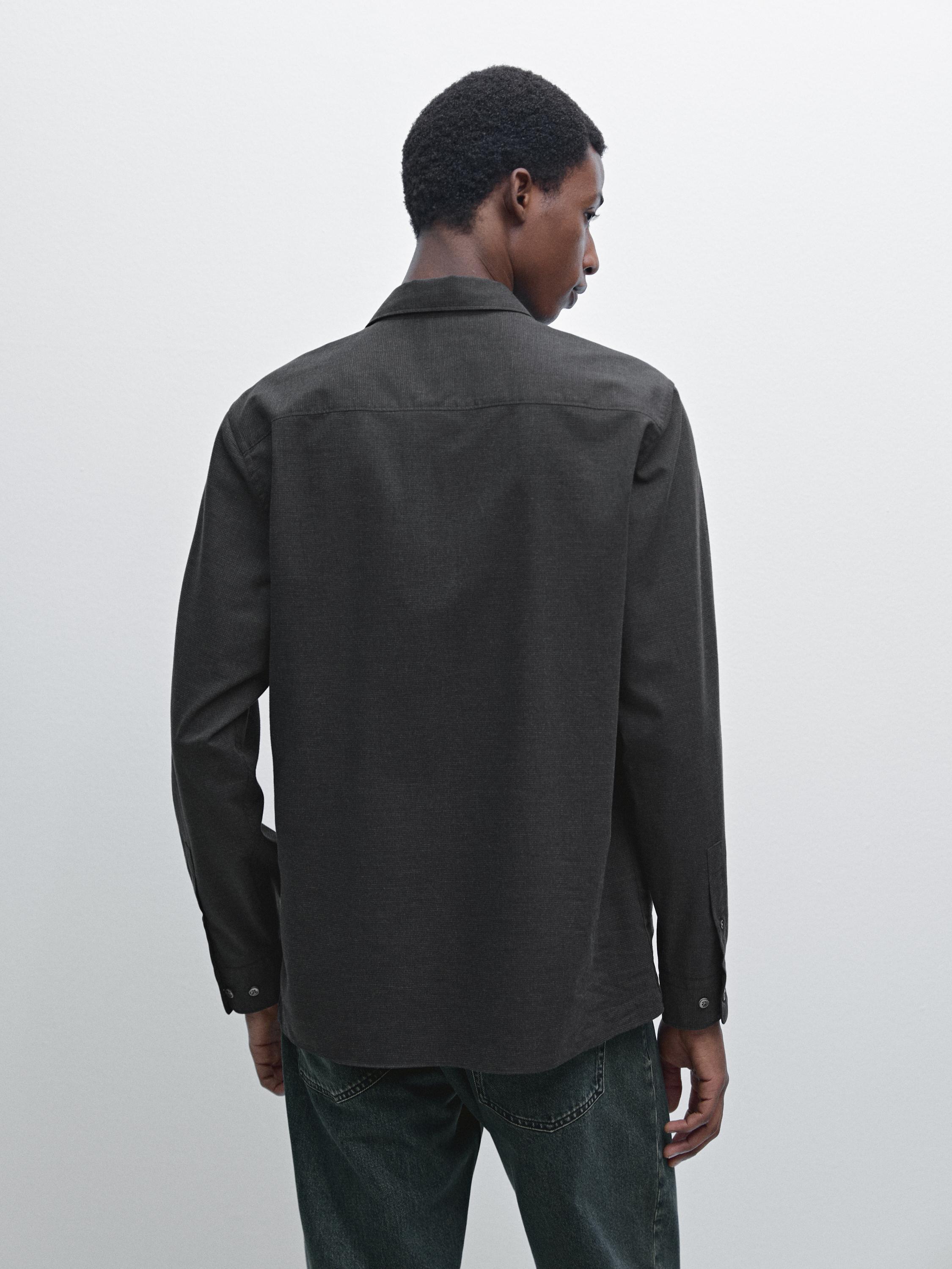 Regular fit micro-check shirt