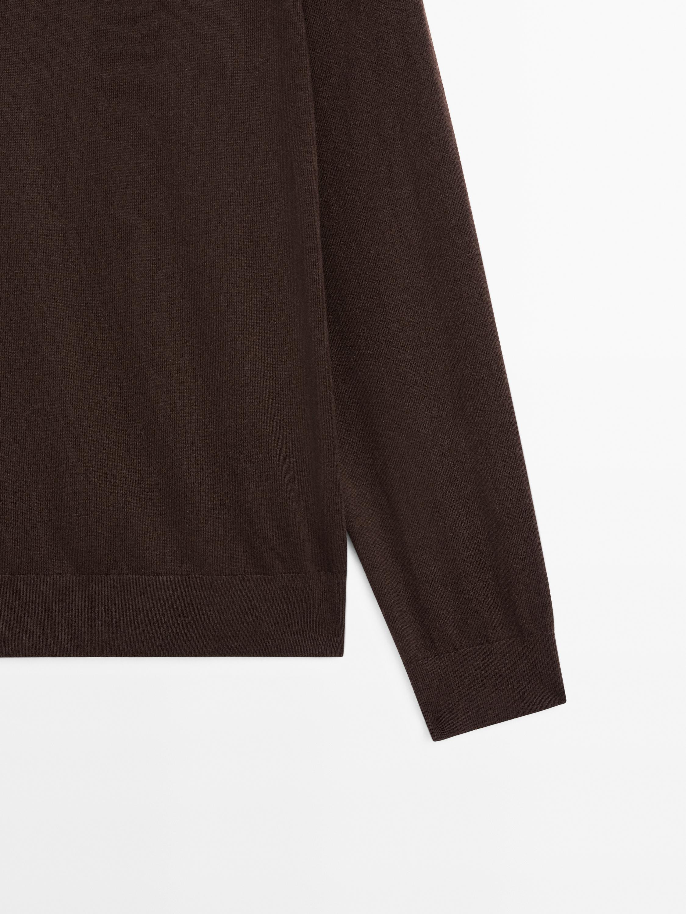 Cotton blend knit polo sweater