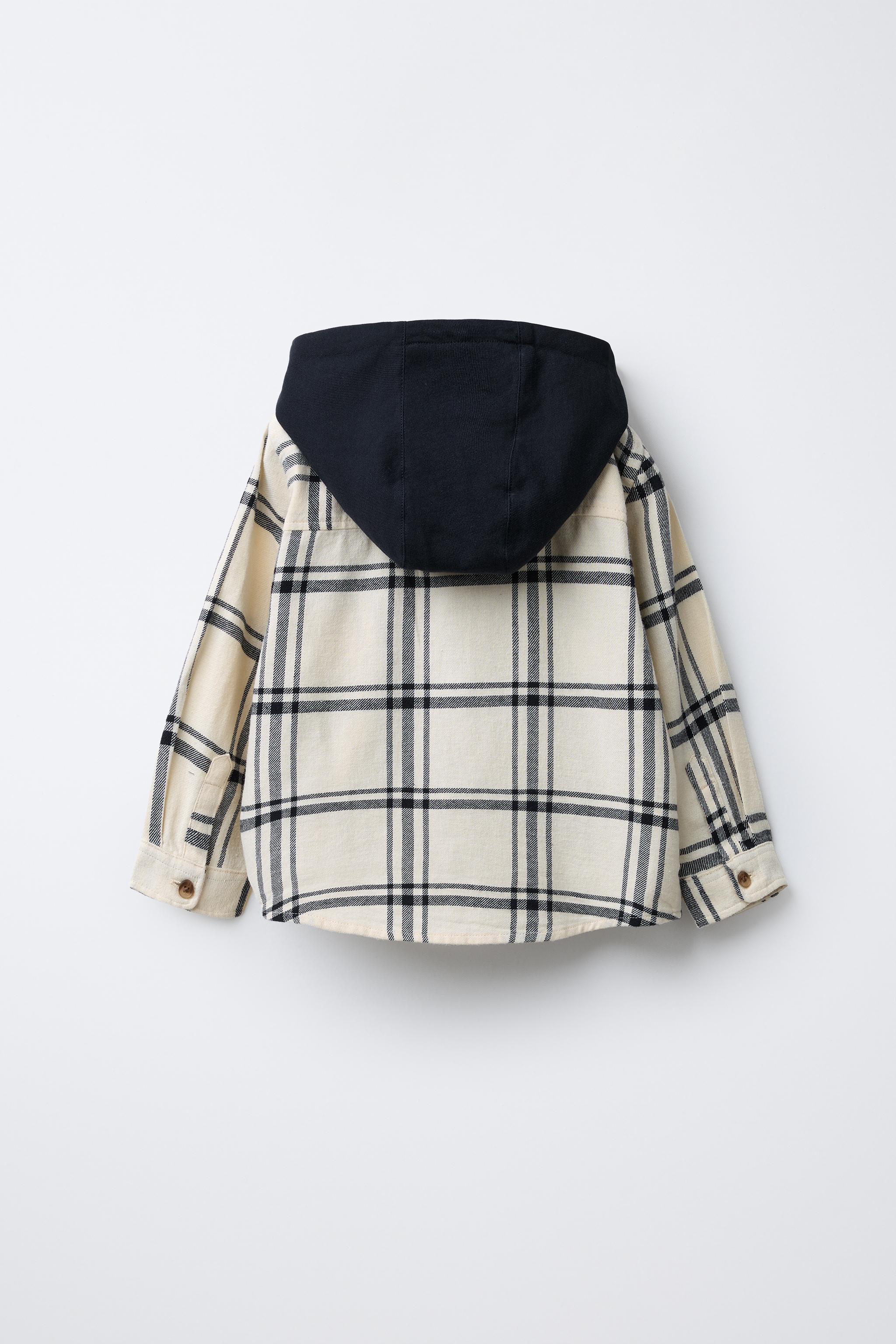 PLAID HOODED FLANNEL SHIRT