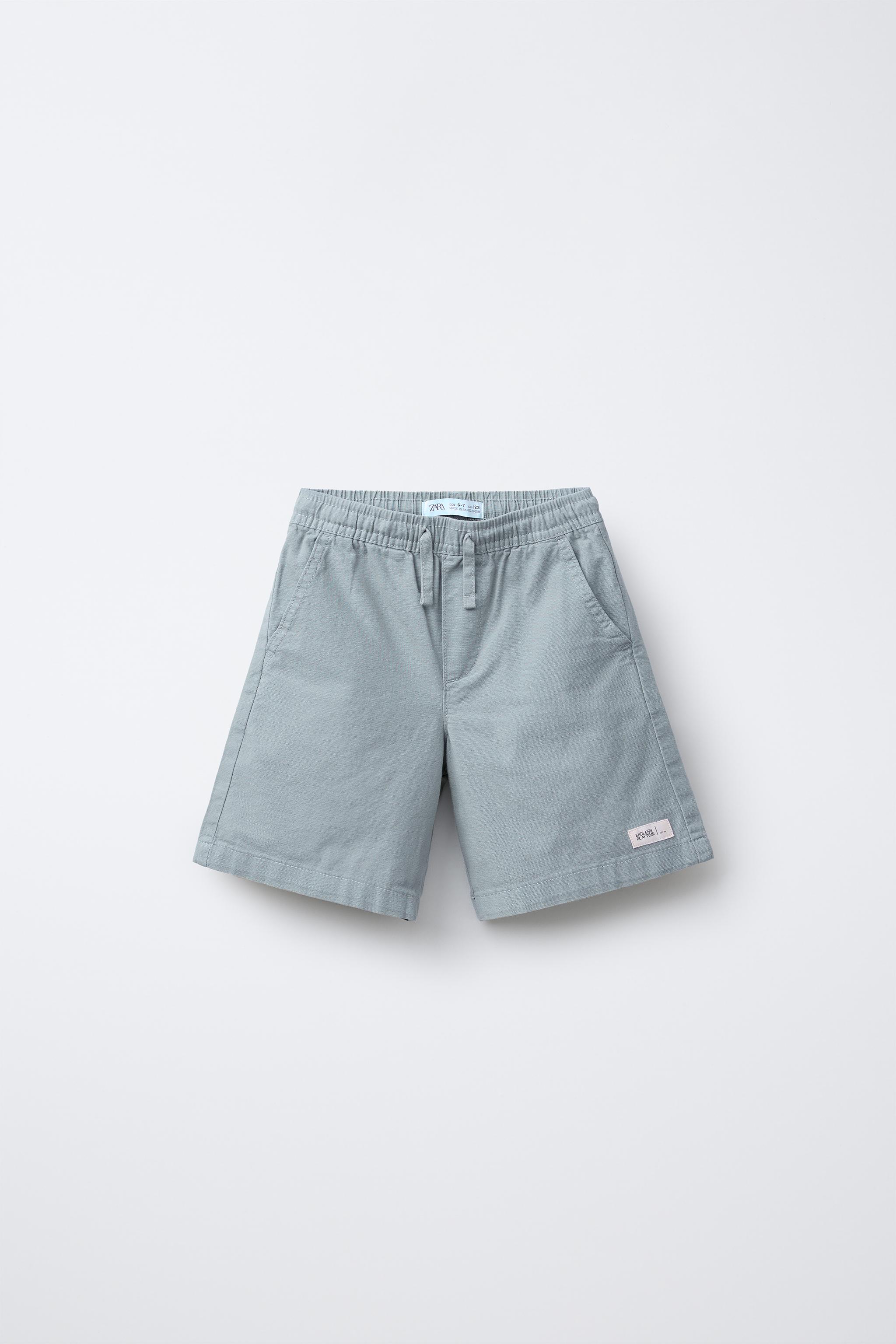 WIDE FIT COTTON SHORTS WITH LABEL