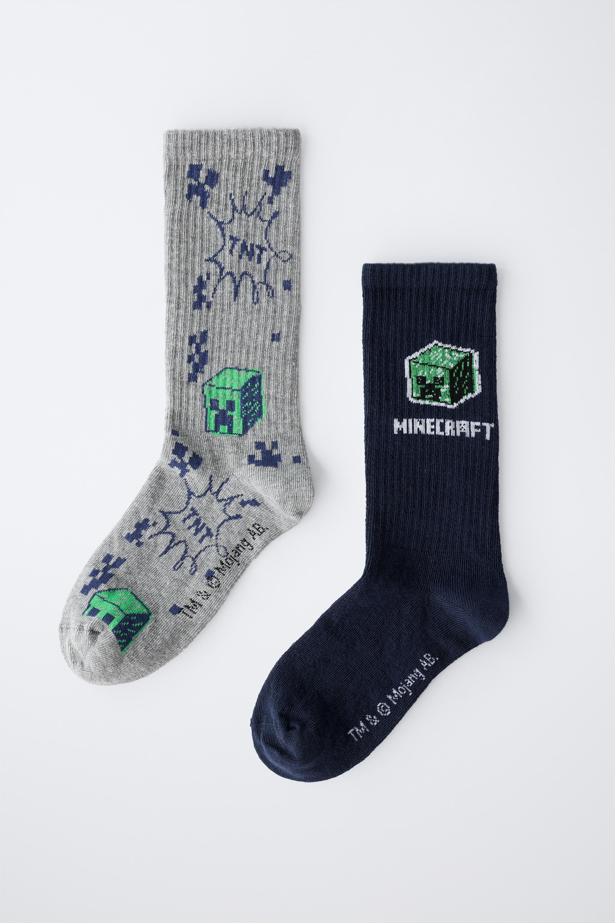 4-14 YEARS/ TWO-PACK OF MINECRAFT © MOJANG AB. ™ LONG SOCKS