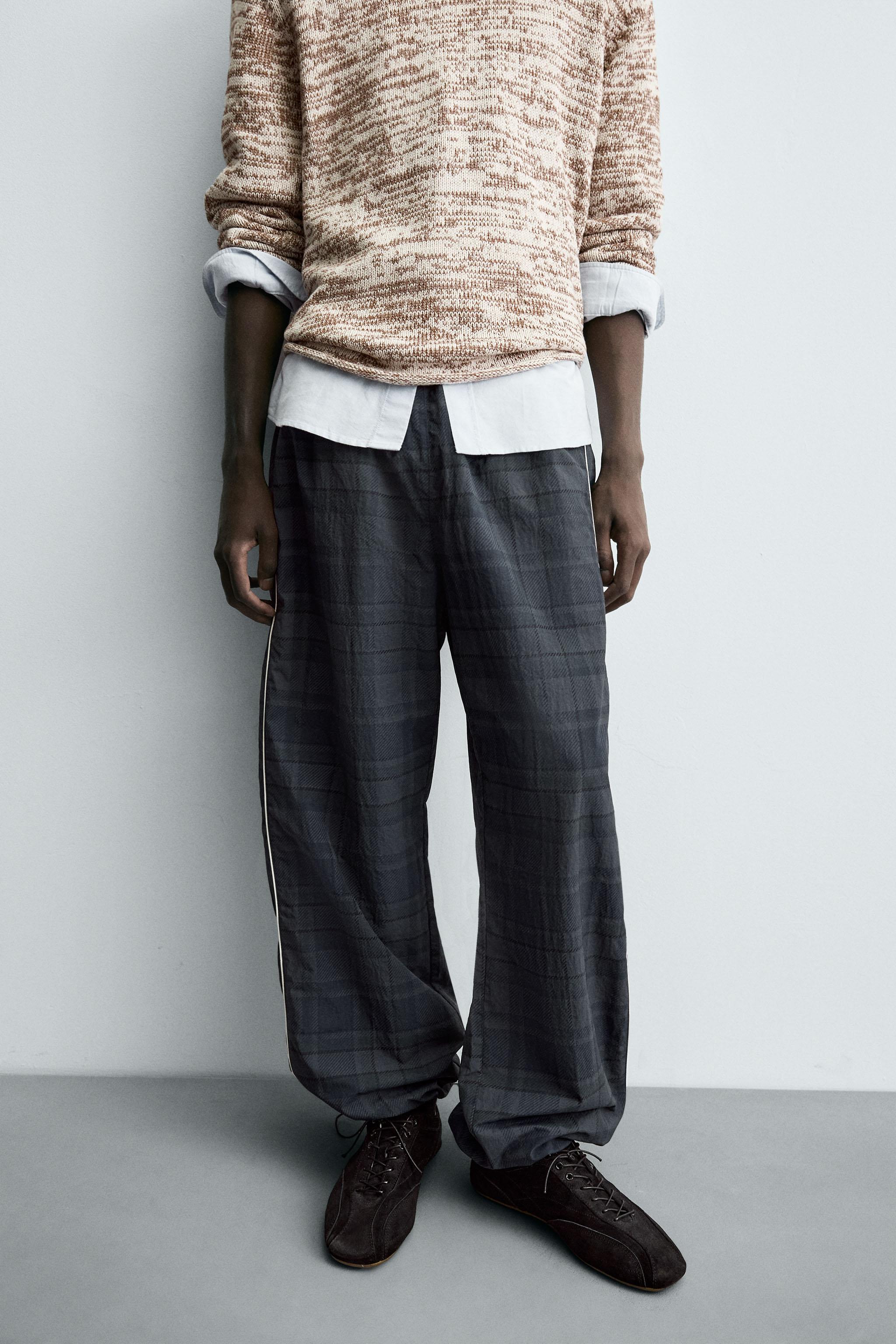 CONTRAST PLAID TECHNICAL JOGGER PANTS