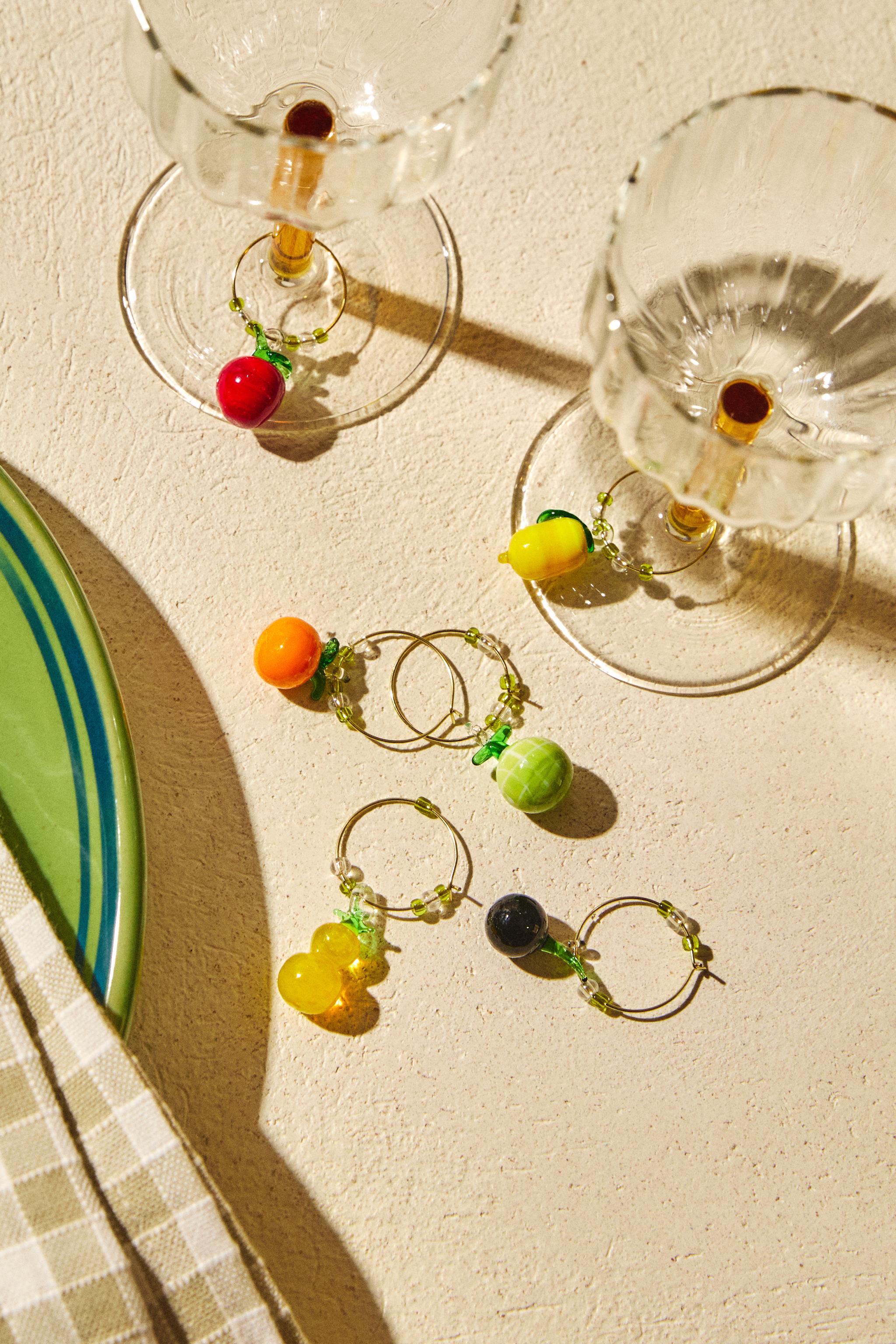 SET OF FRUIT GLASS CHARMS (SET OF 6)