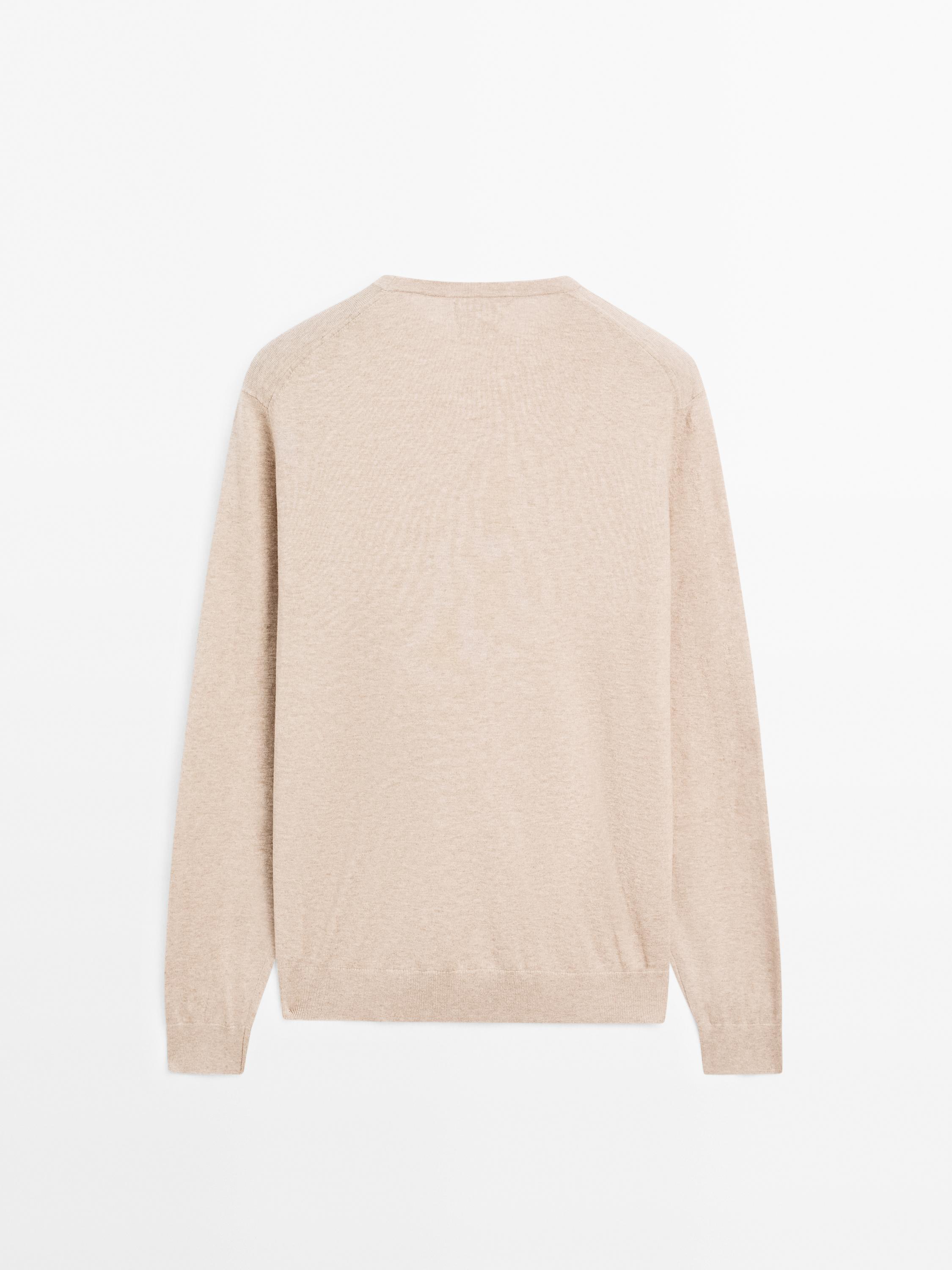 Long sleeve cotton knit sweater