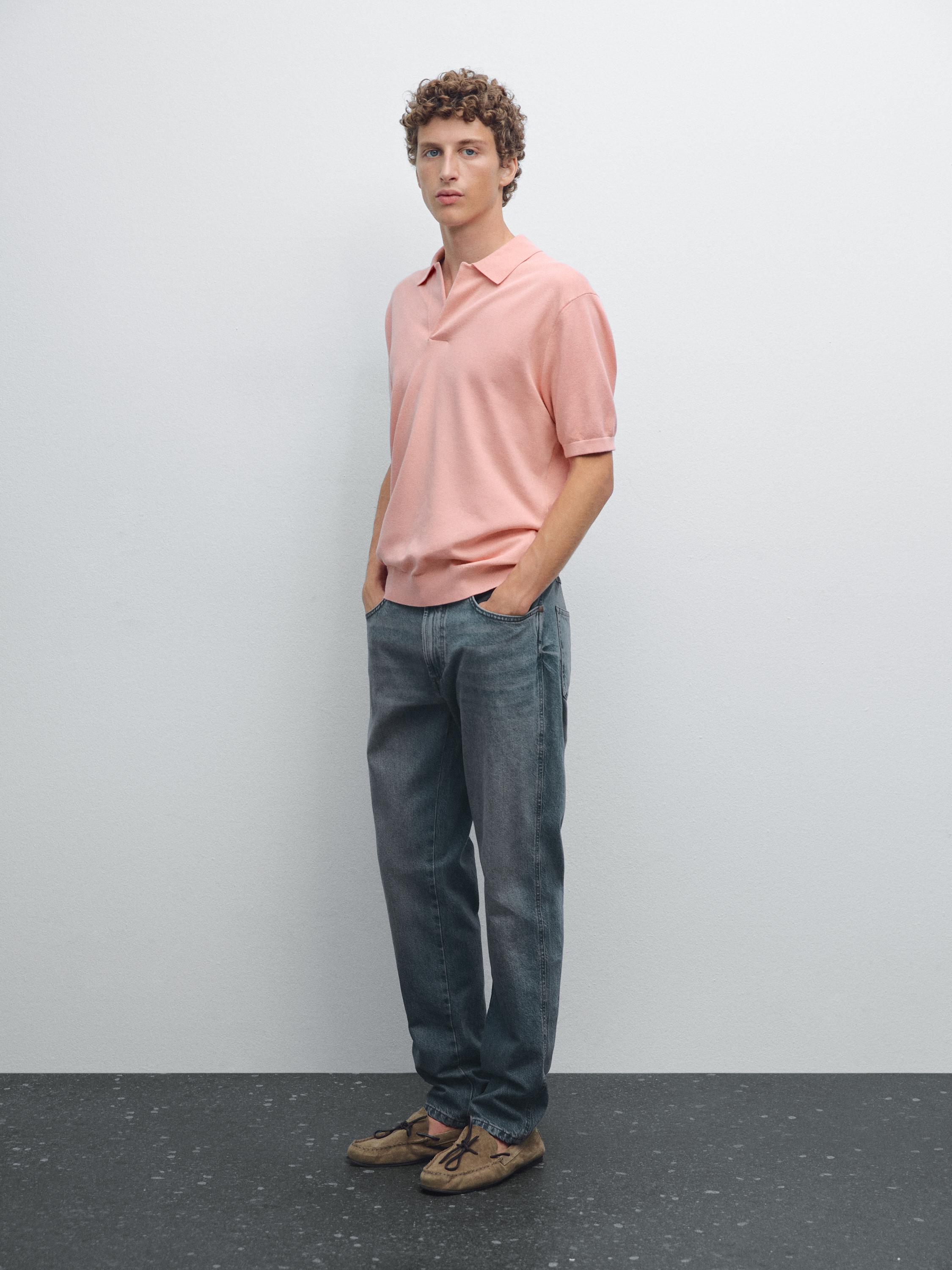 Knit V-neck polo shirt