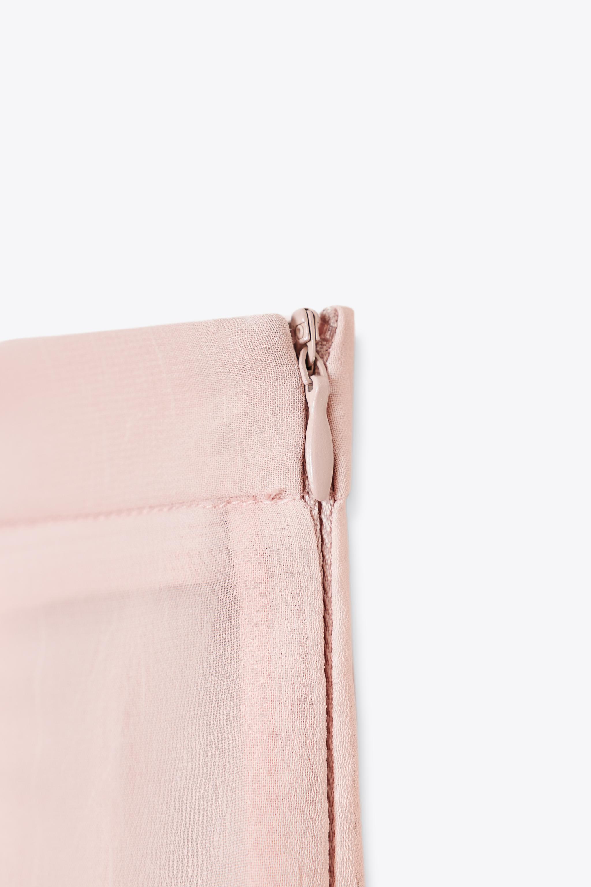 SEMI-SHEER TOPSTITCHED MIDI SKIRT