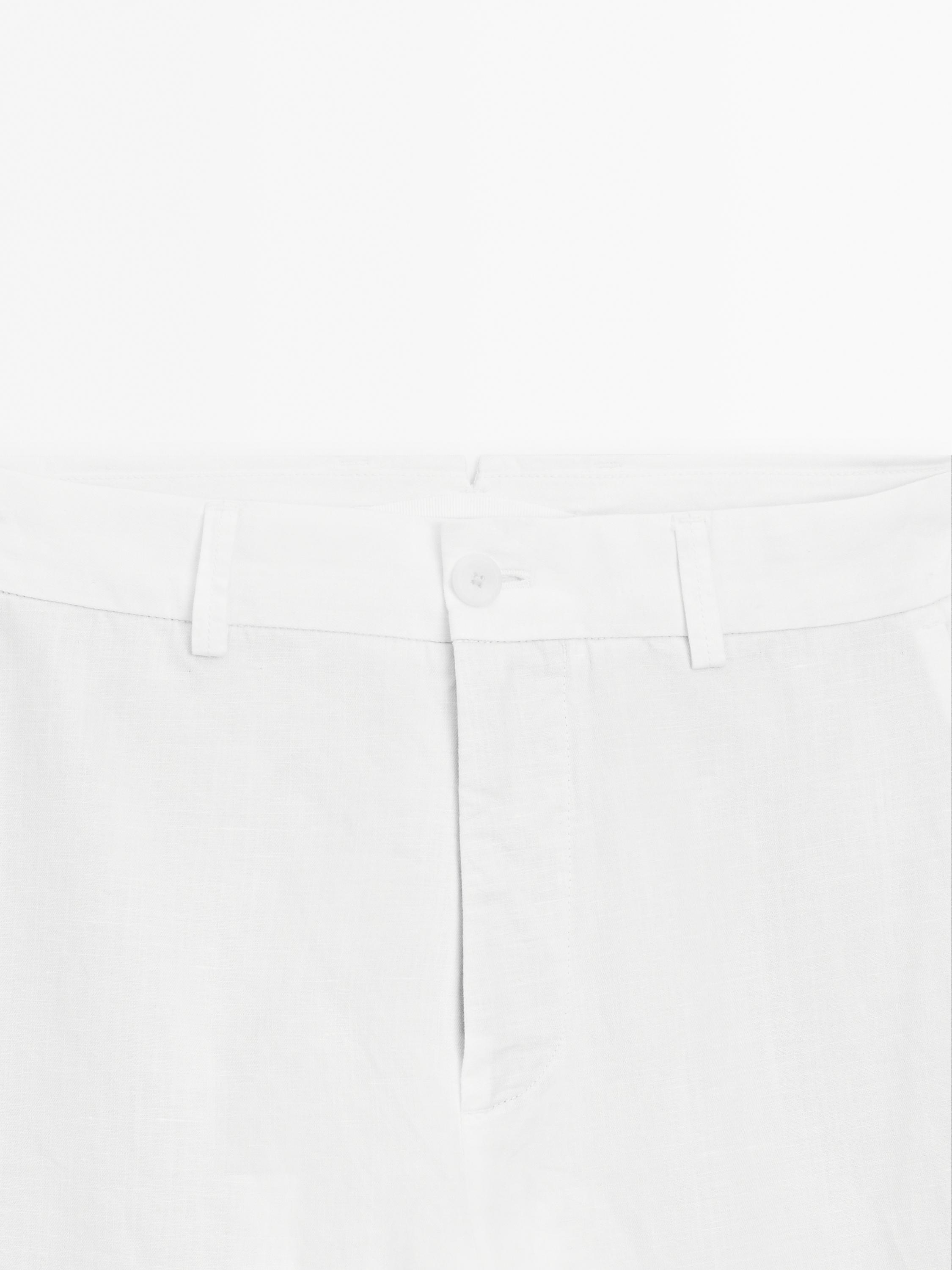 Cotton and linen blend tapered fit trousers