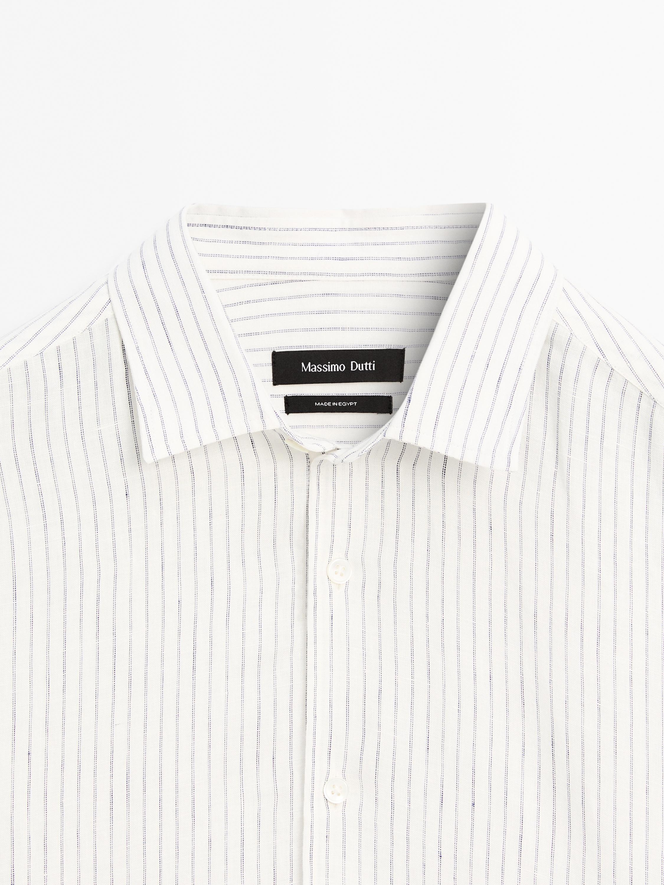 Striped slim fit linen shirt