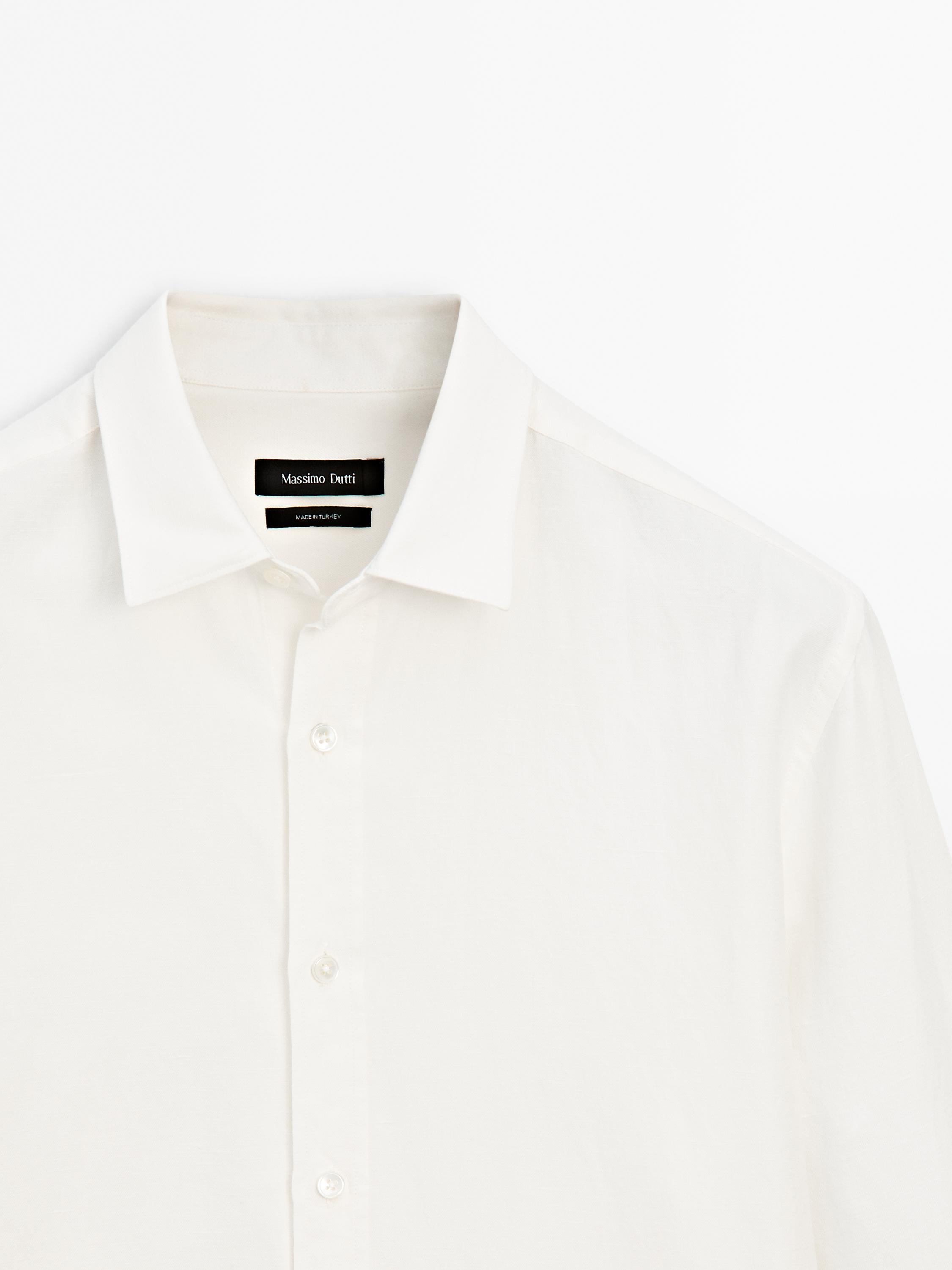 Regular fit linen blend shirt