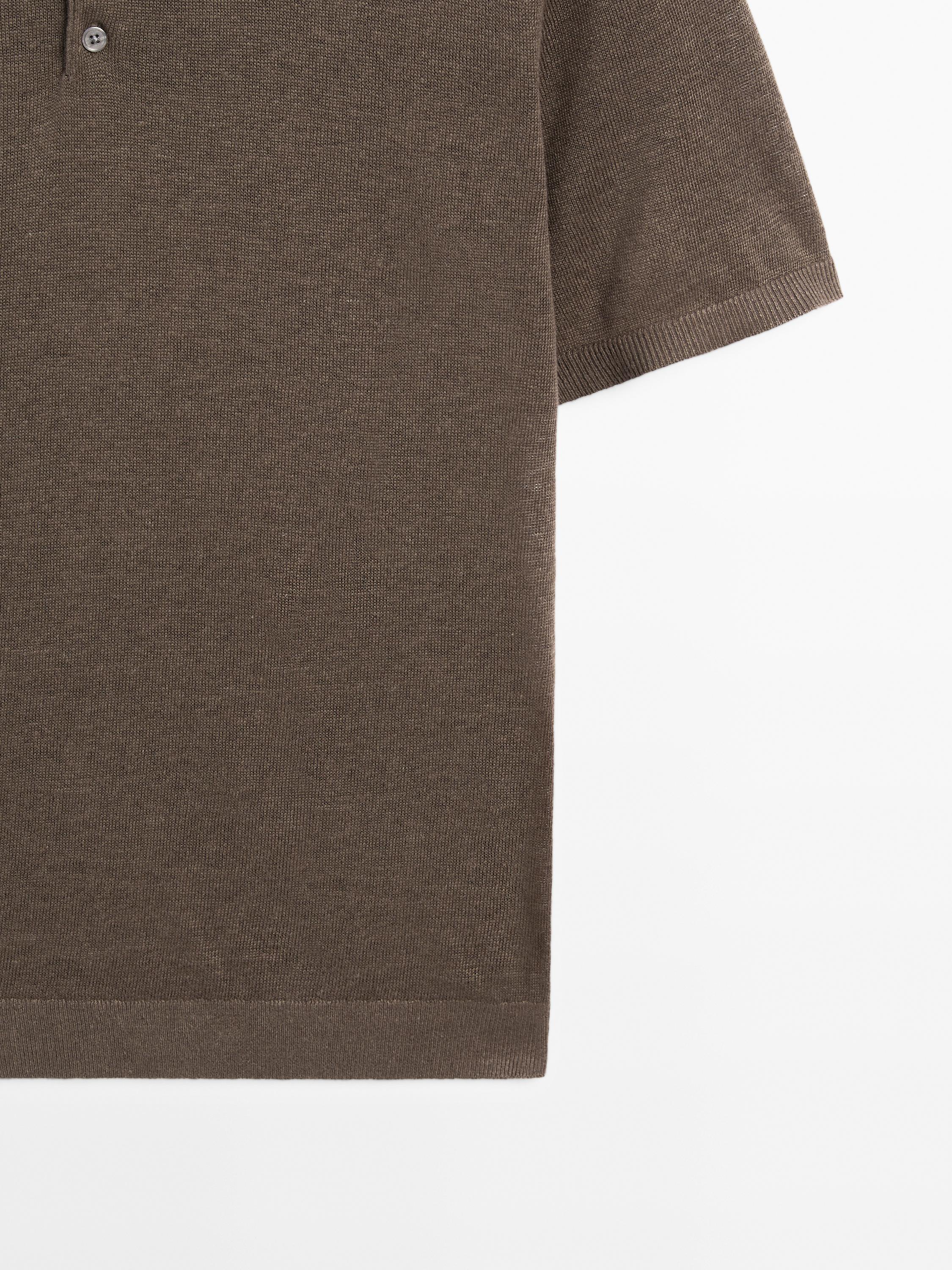 100% linen knit polo shirt
