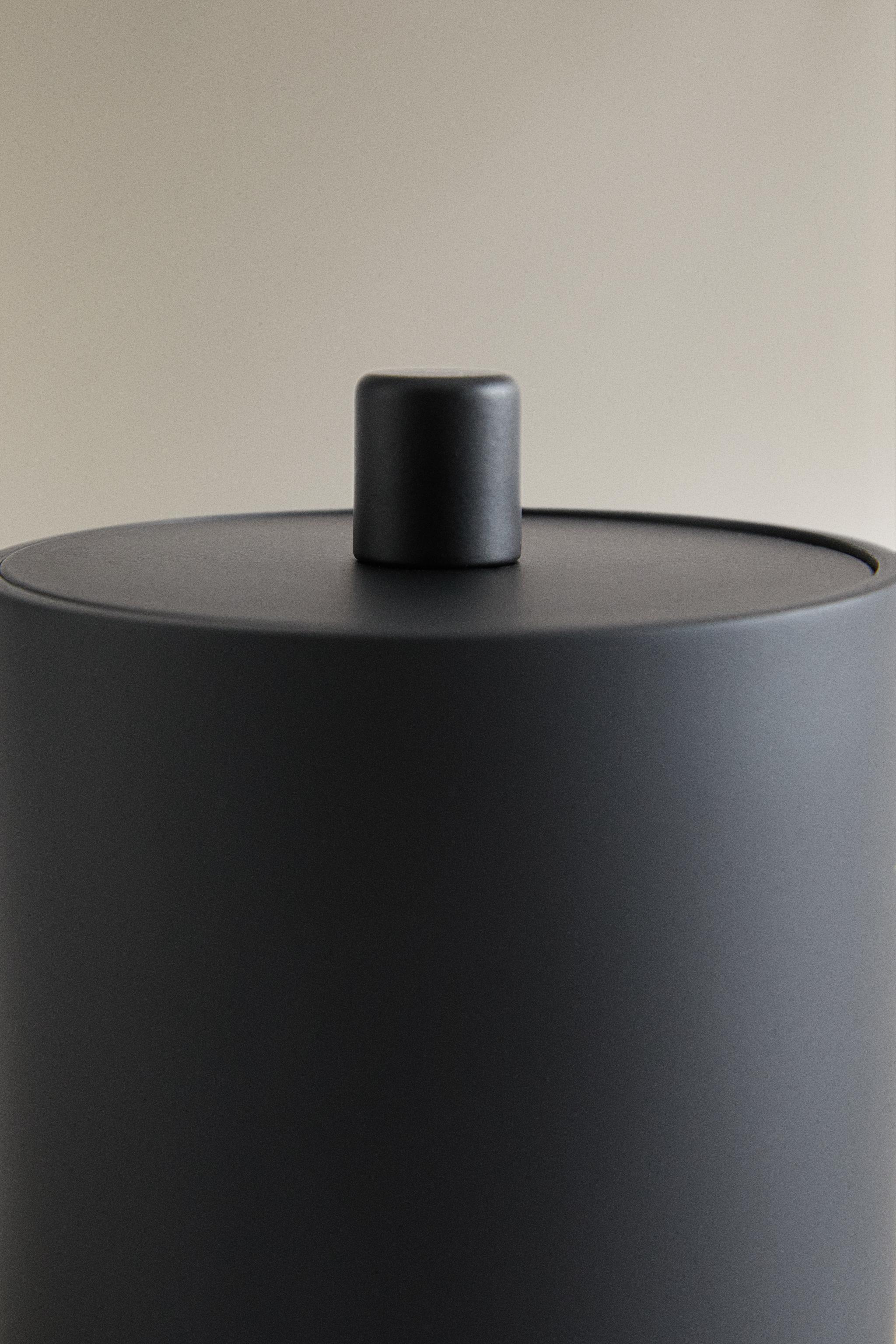 BLACK RESIN STORAGE JAR WITH LID
