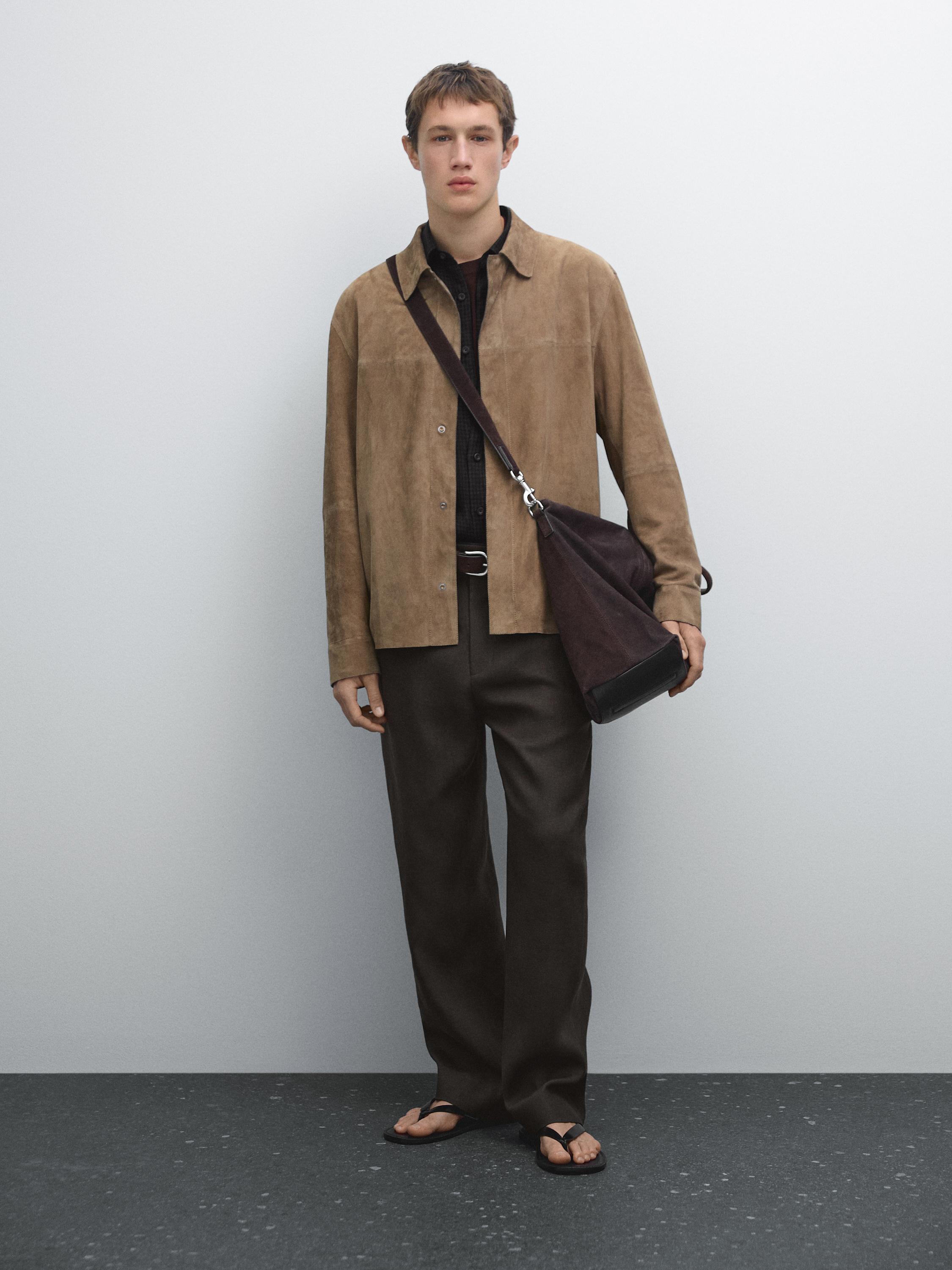 Suede leather overshirt