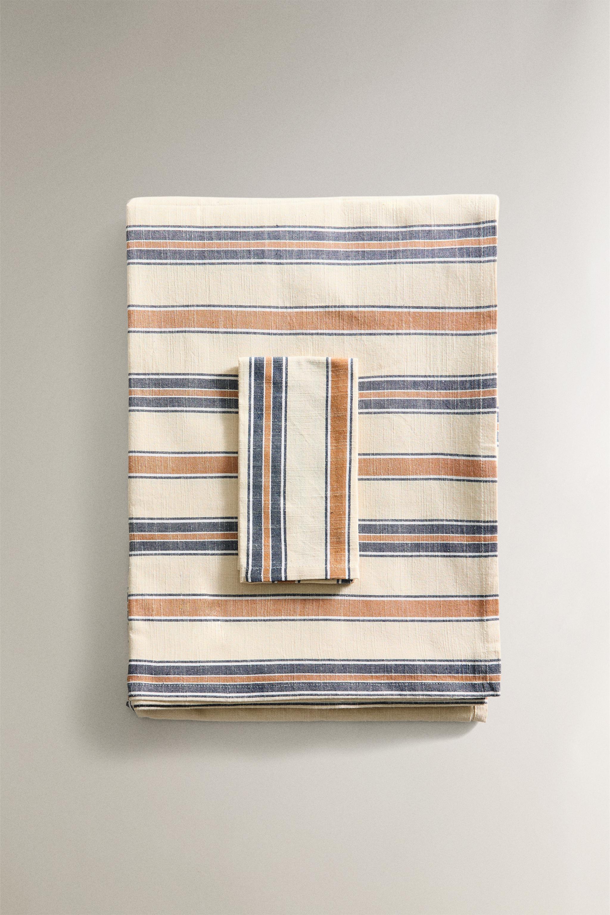 DYED THREAD STRIPED TABLECLOTH