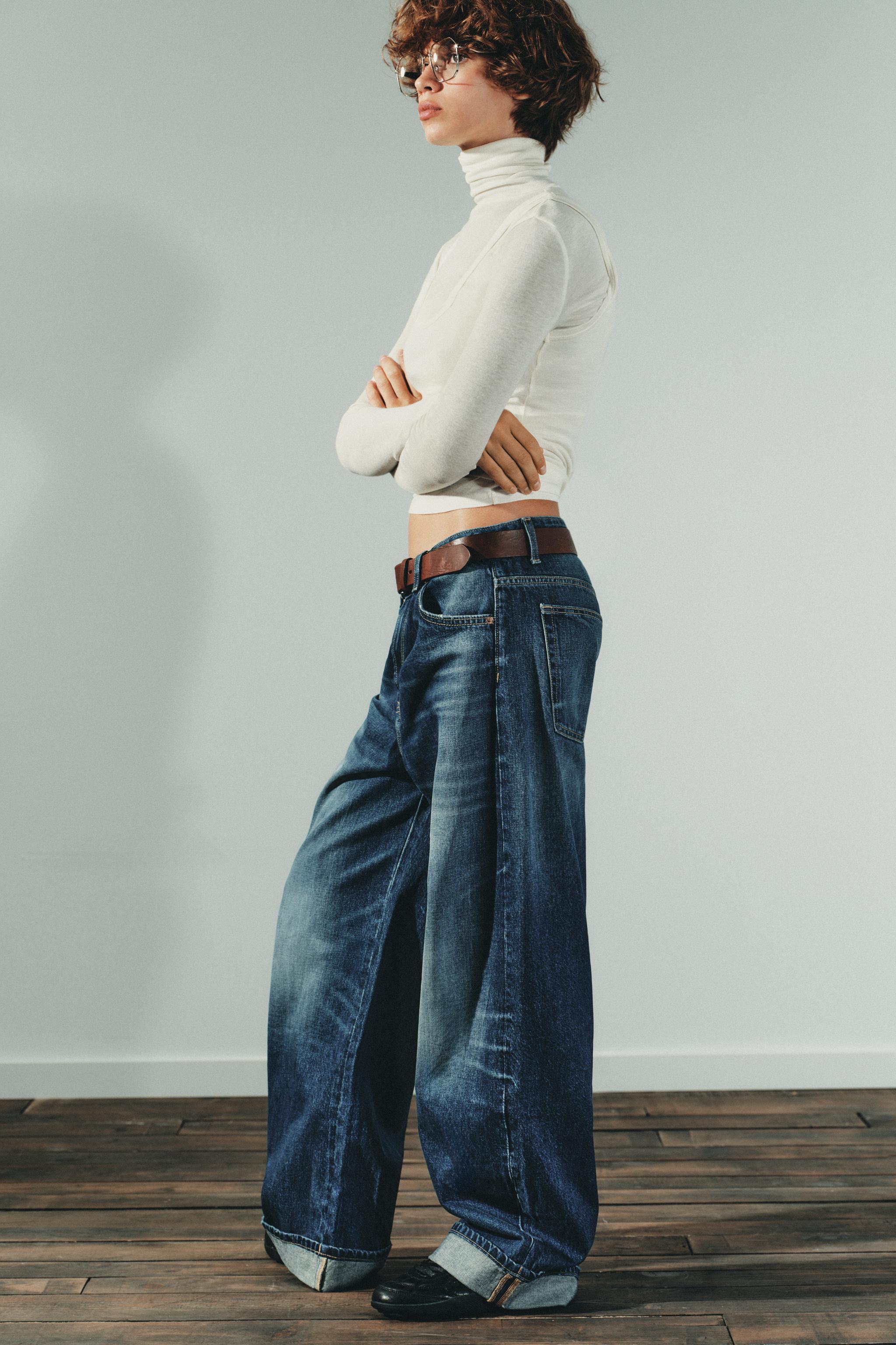 TRF MID-RISE BAGGY FOLDED JEANS