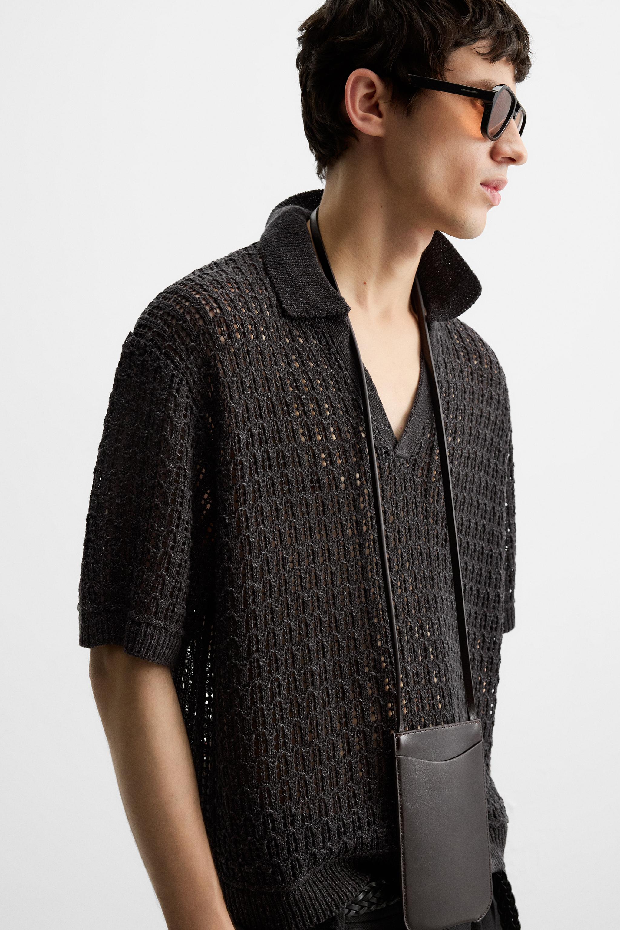 OPEN KNIT POLO SHIRT