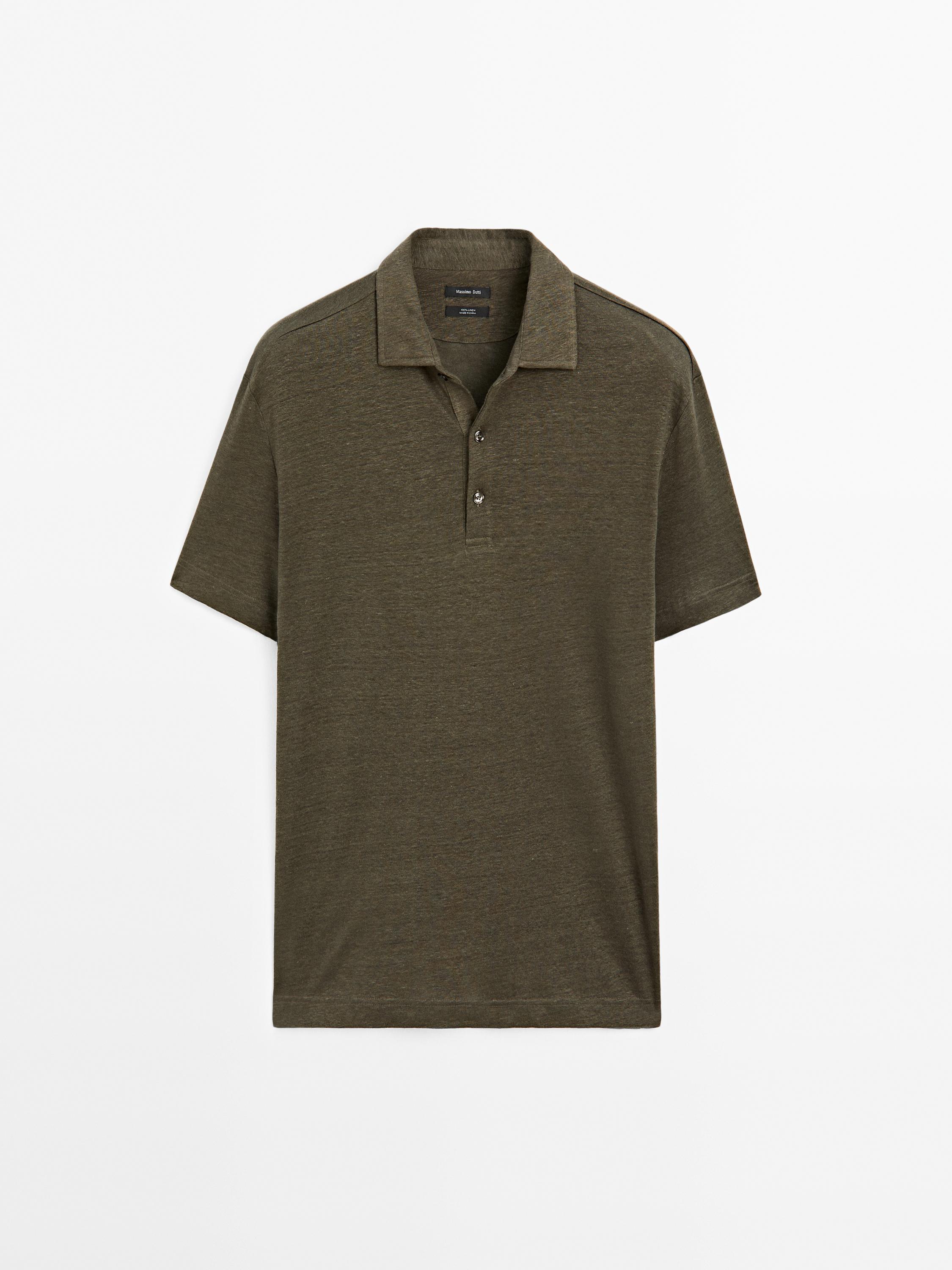 100% linen short sleeve polo shirt