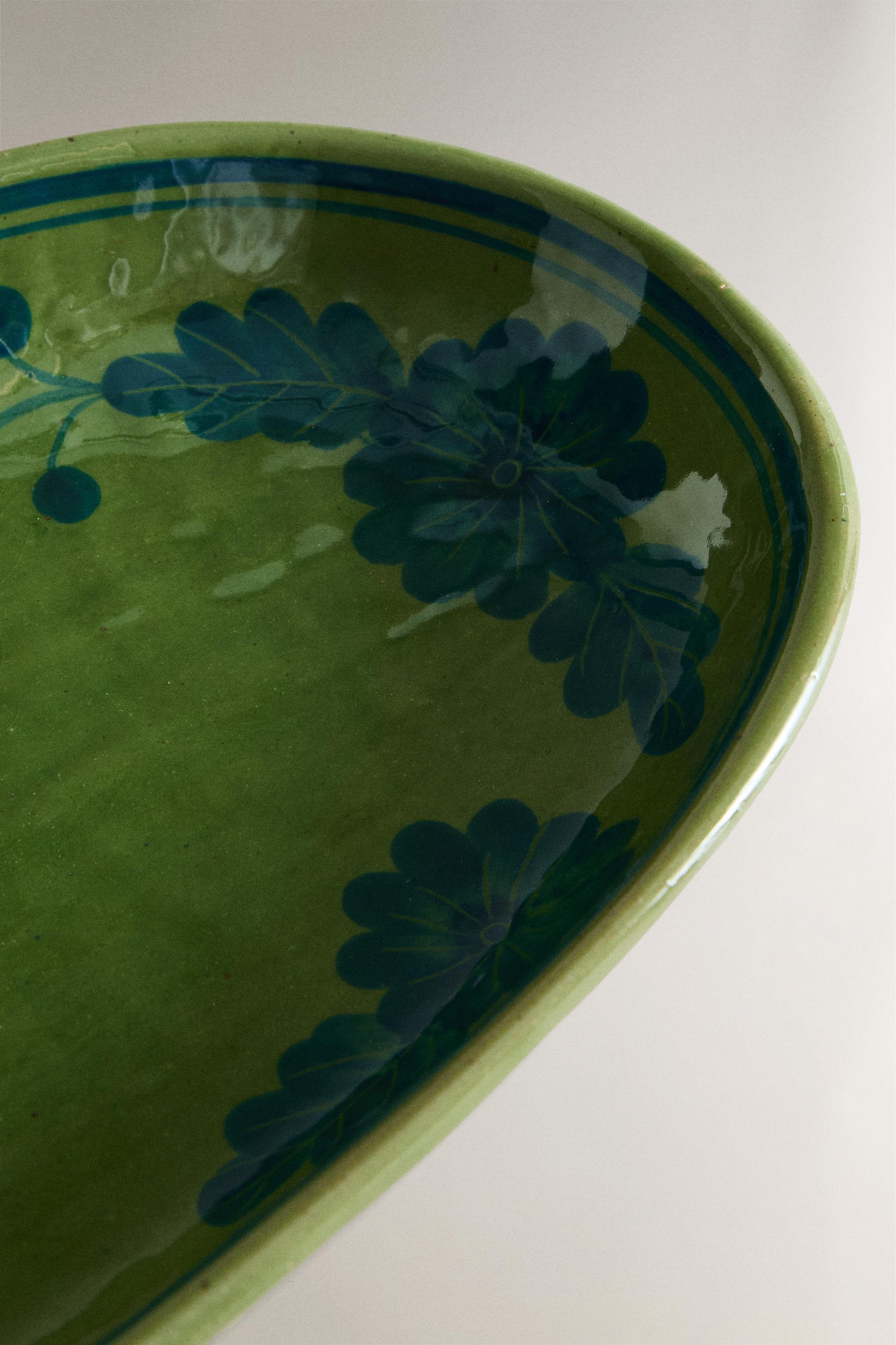 OVAL STONEWARE FLORAL SERVING DISH