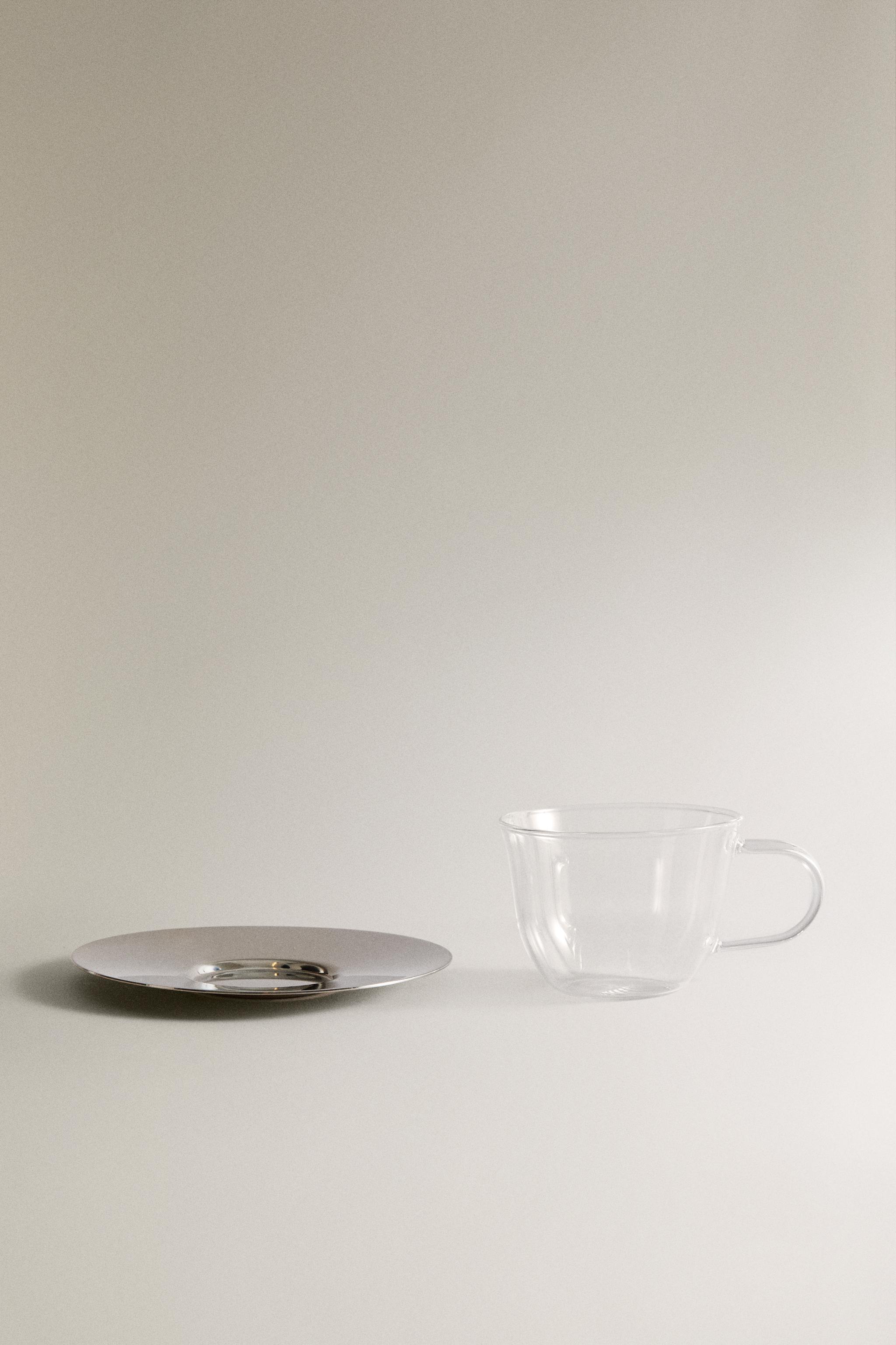 BOROSILICATE GLASS TEACUP AND SAUCER