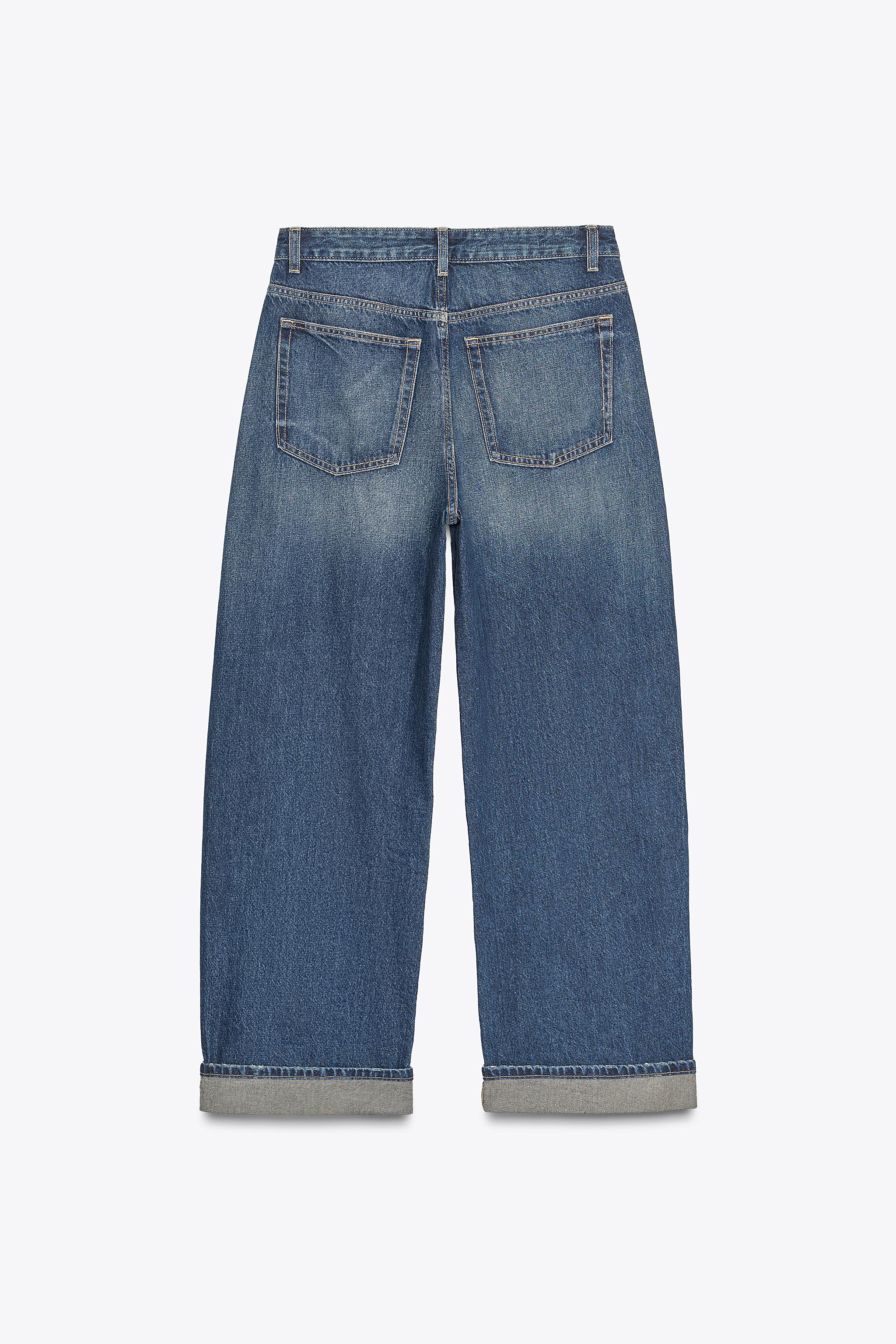 TRF MID-RISE BAGGY FOLDED JEANS