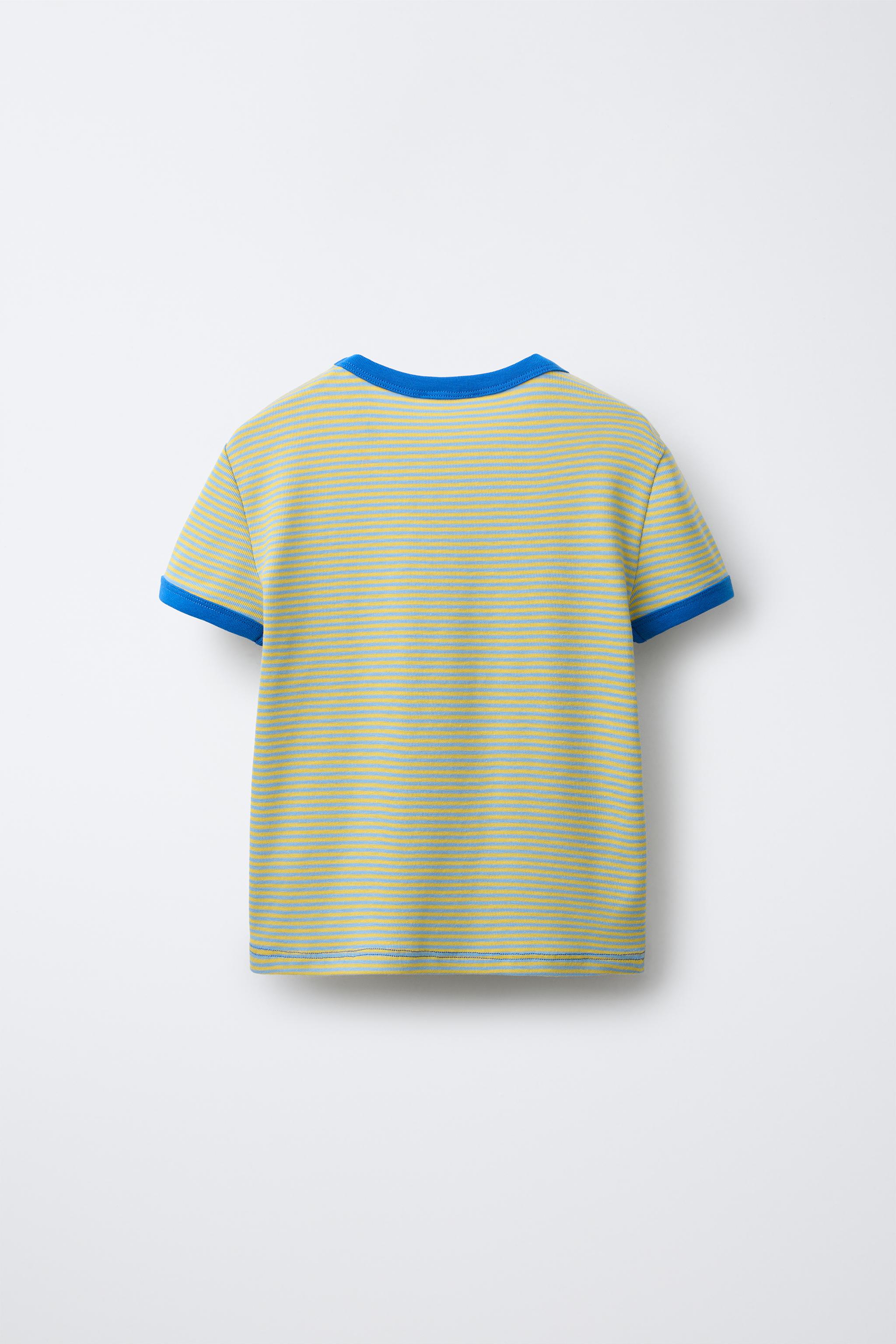CONTRAST NECK STRIPED T-SHIRT