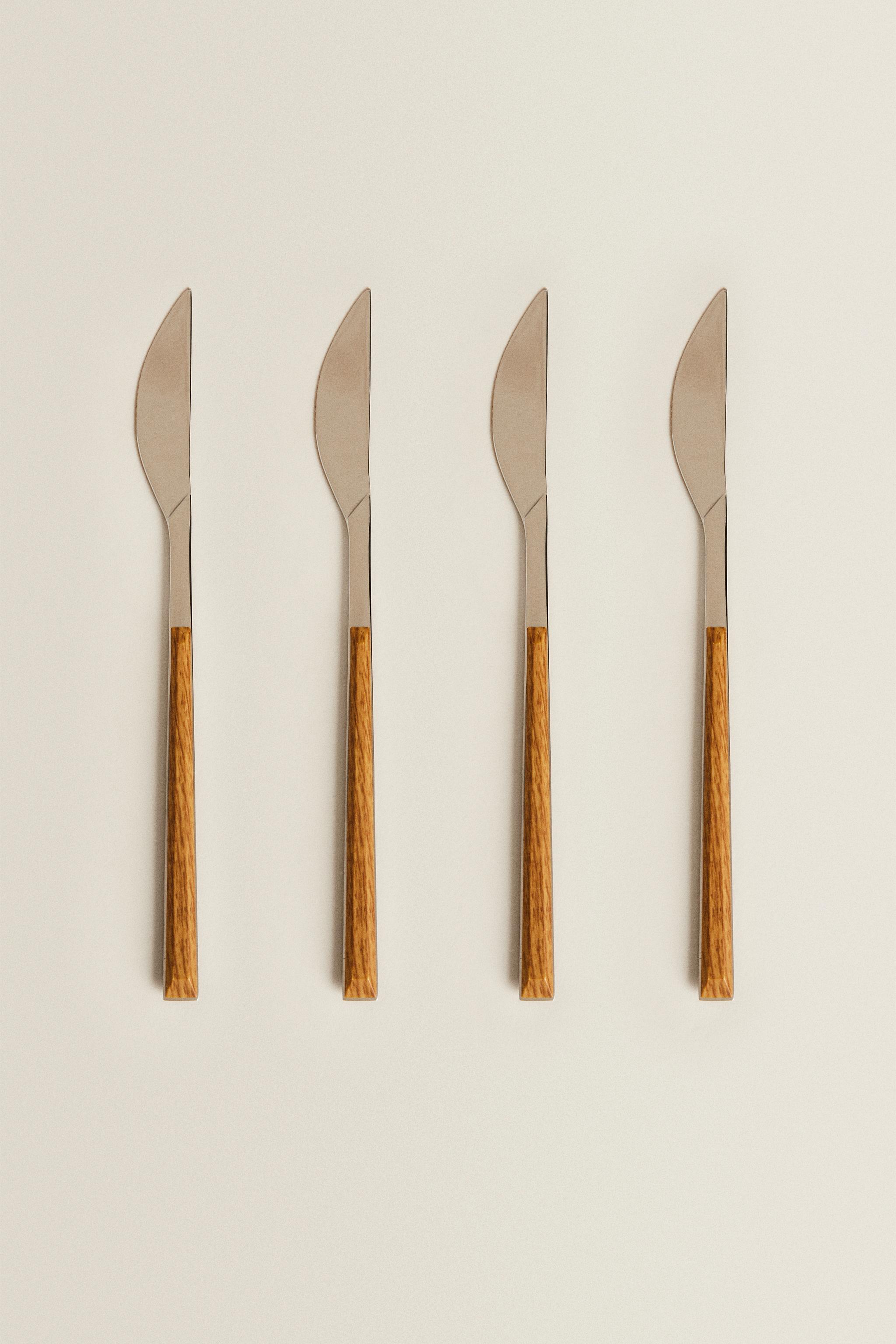 SET OF KNIVES WITH WOOD-DESIGN HANDLES (SET OF 4)