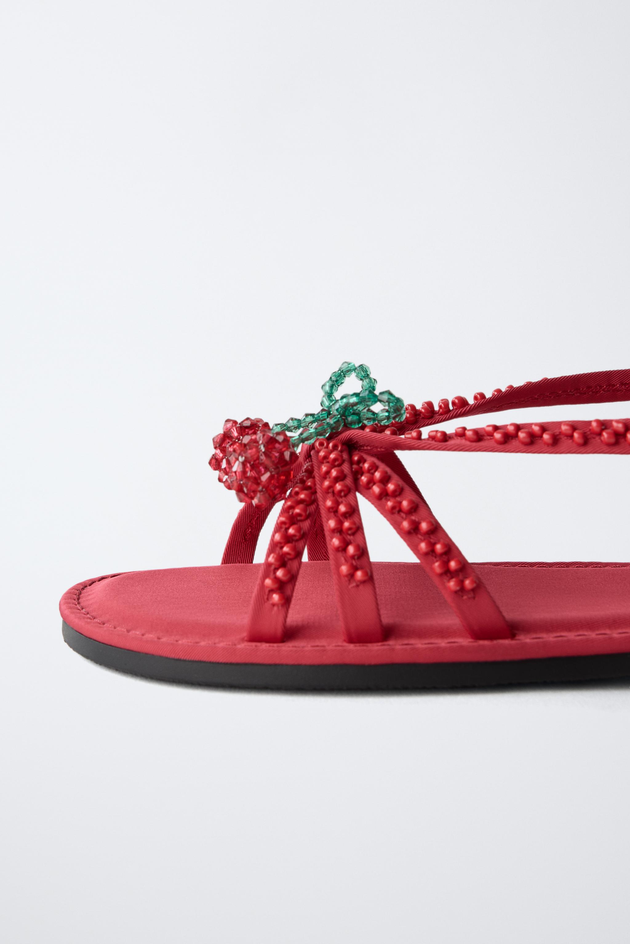CHERRY BEADED SANDALS