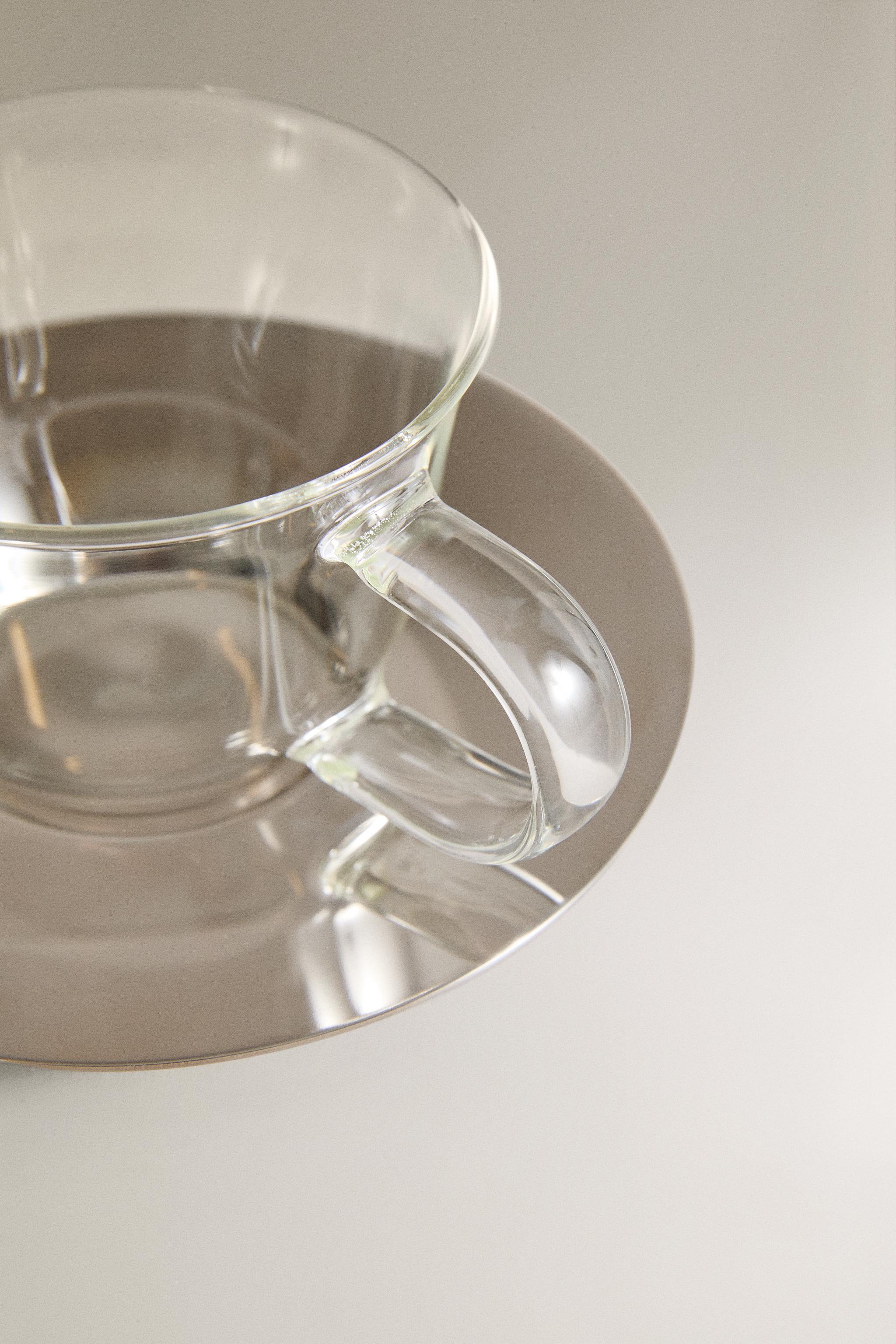 BOROSILICATE GLASS TEACUP AND SAUCER