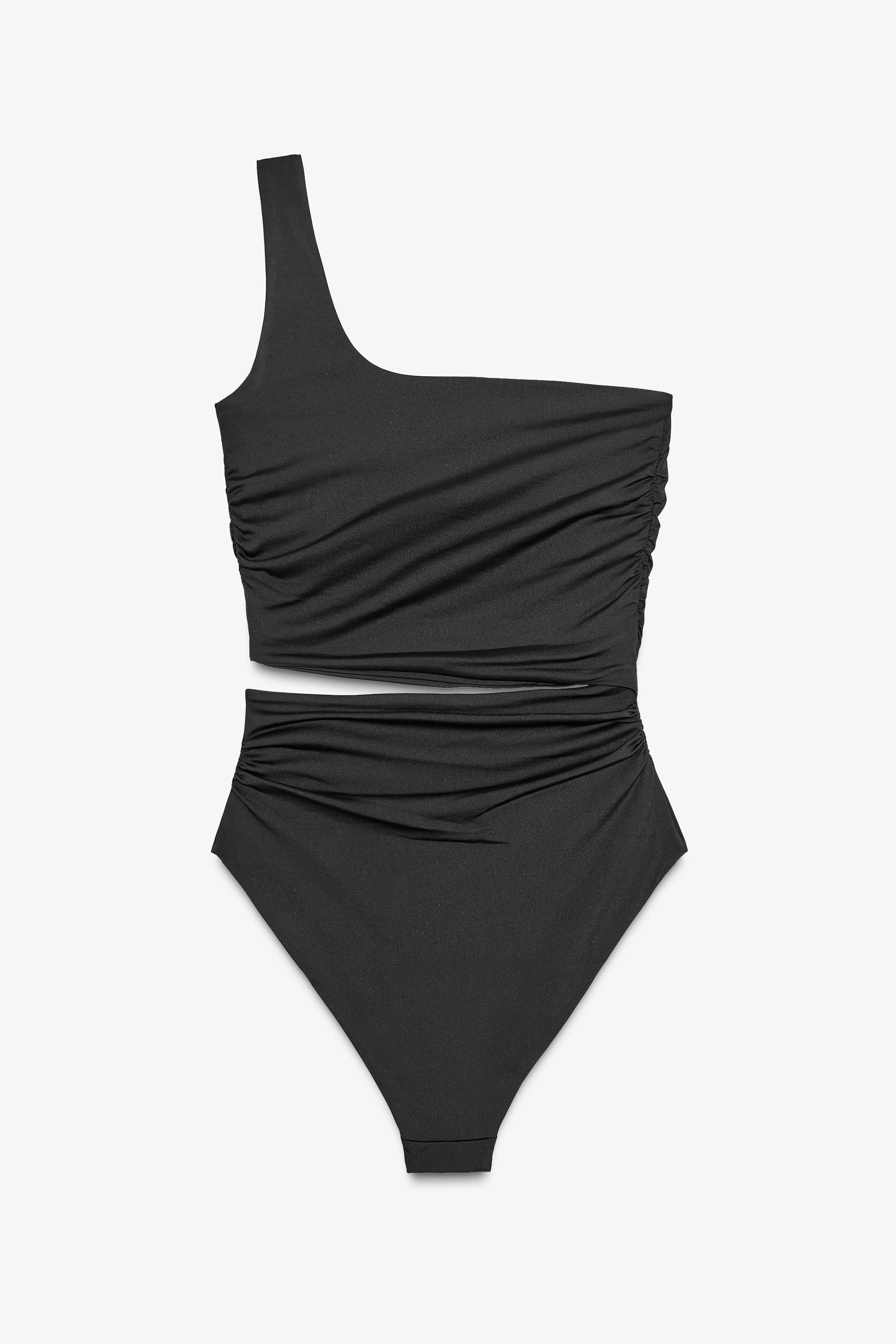 ASYMMETRIC CUT-OUT SWIMSUIT WITH SHOULDER DETAIL