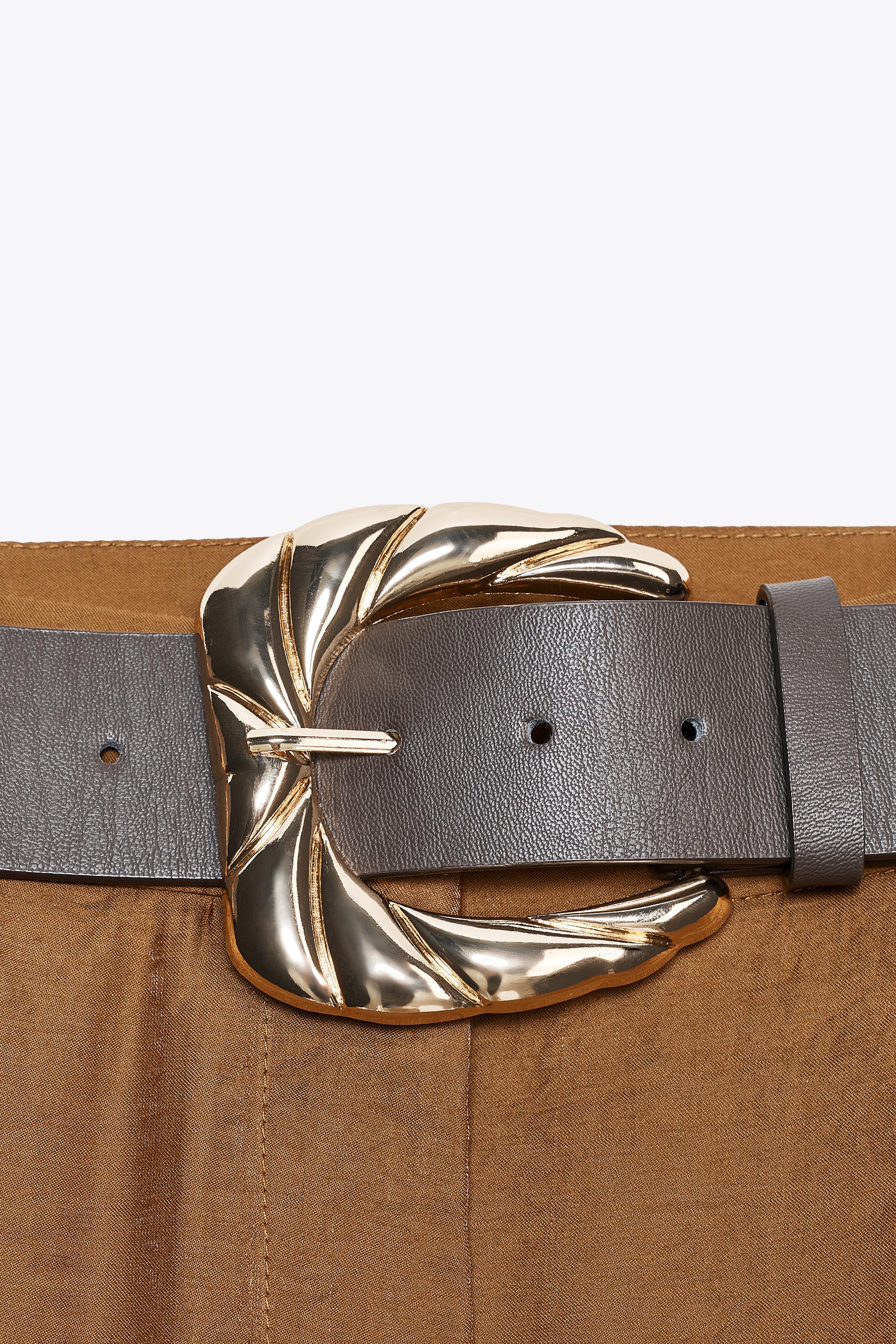 SATIN WIDE LEG BELTED PANTS