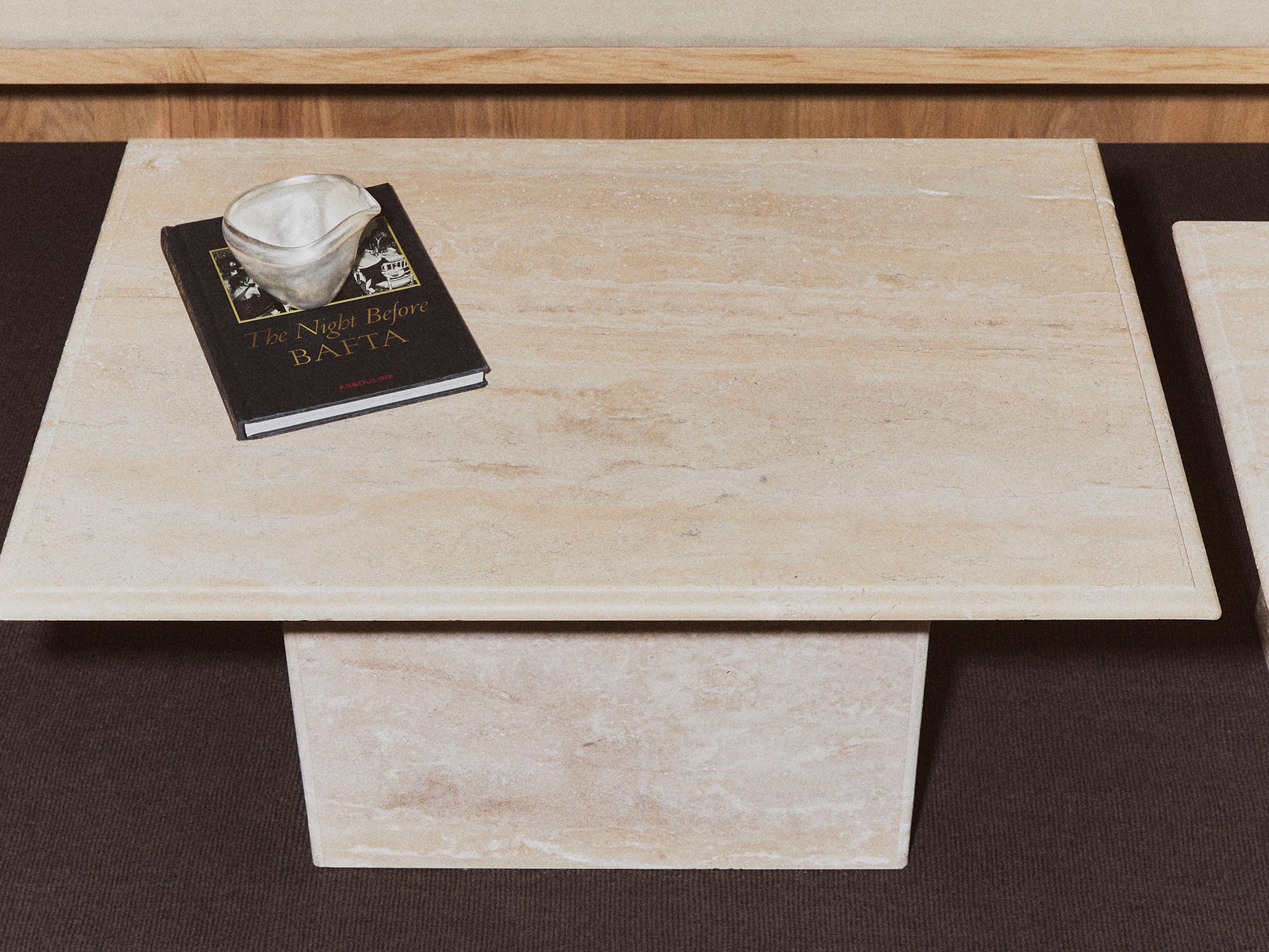 TRAVERTINE MARBLE SIDE TABLE