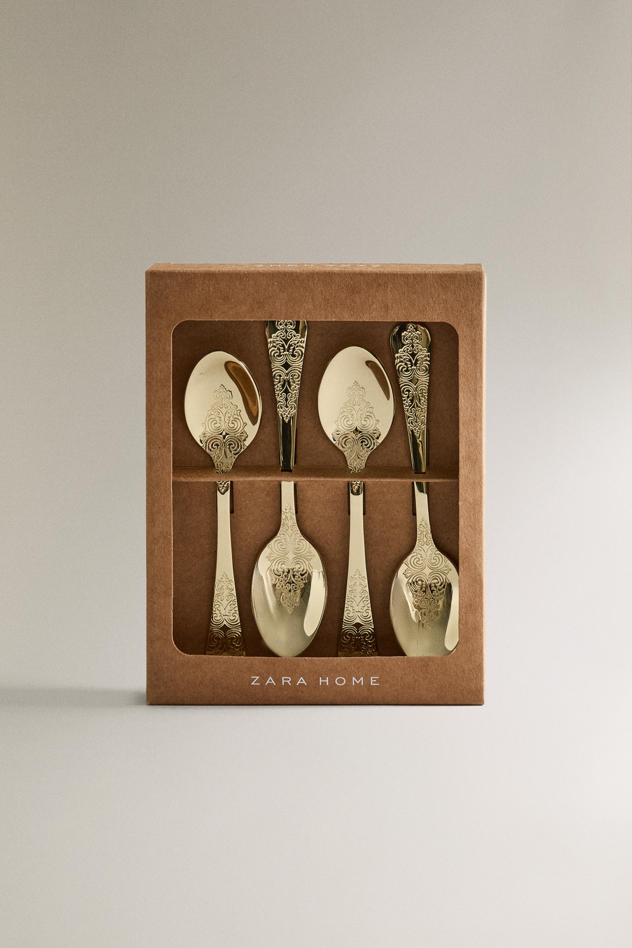 SET OF ENGRAVED DESSERT SPOONS (SET OF 4)