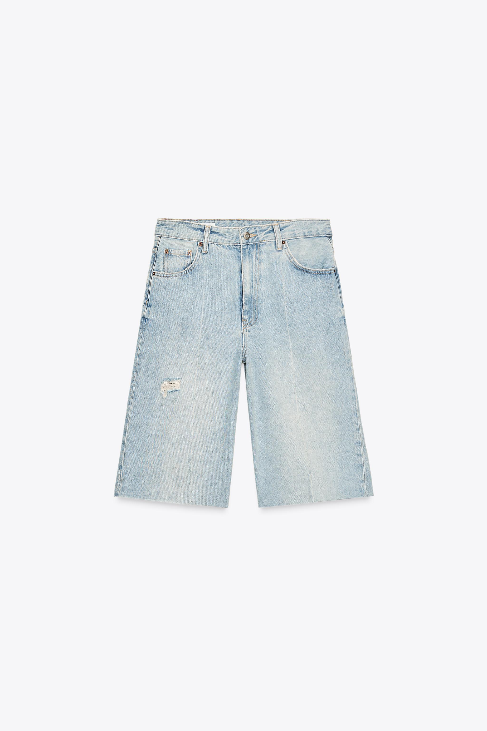 RIPPED MID-RISE TRF DENIM JORTS