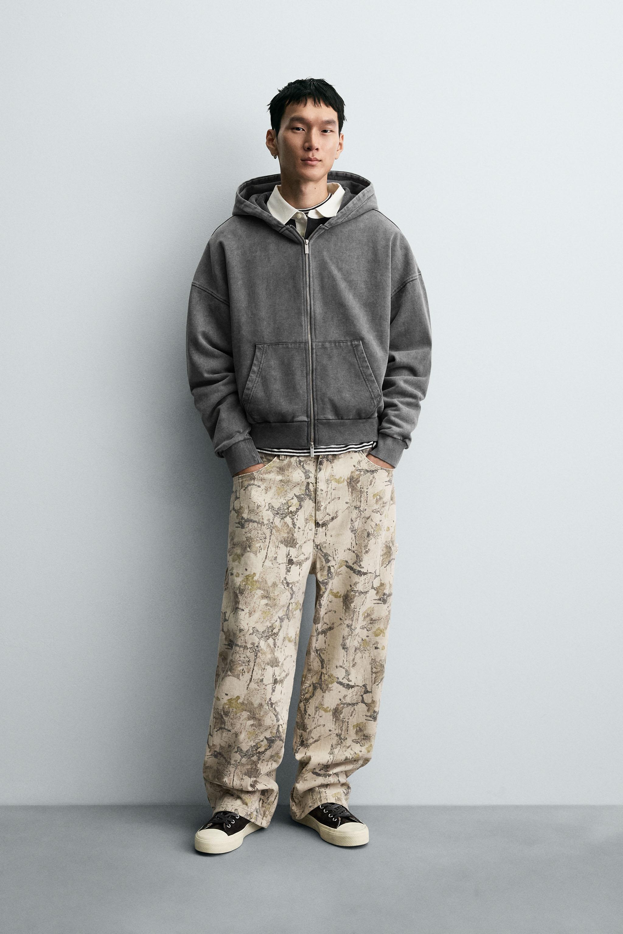 ABSTRACT PRINT BAGGY FIT CARPENTER PANTS