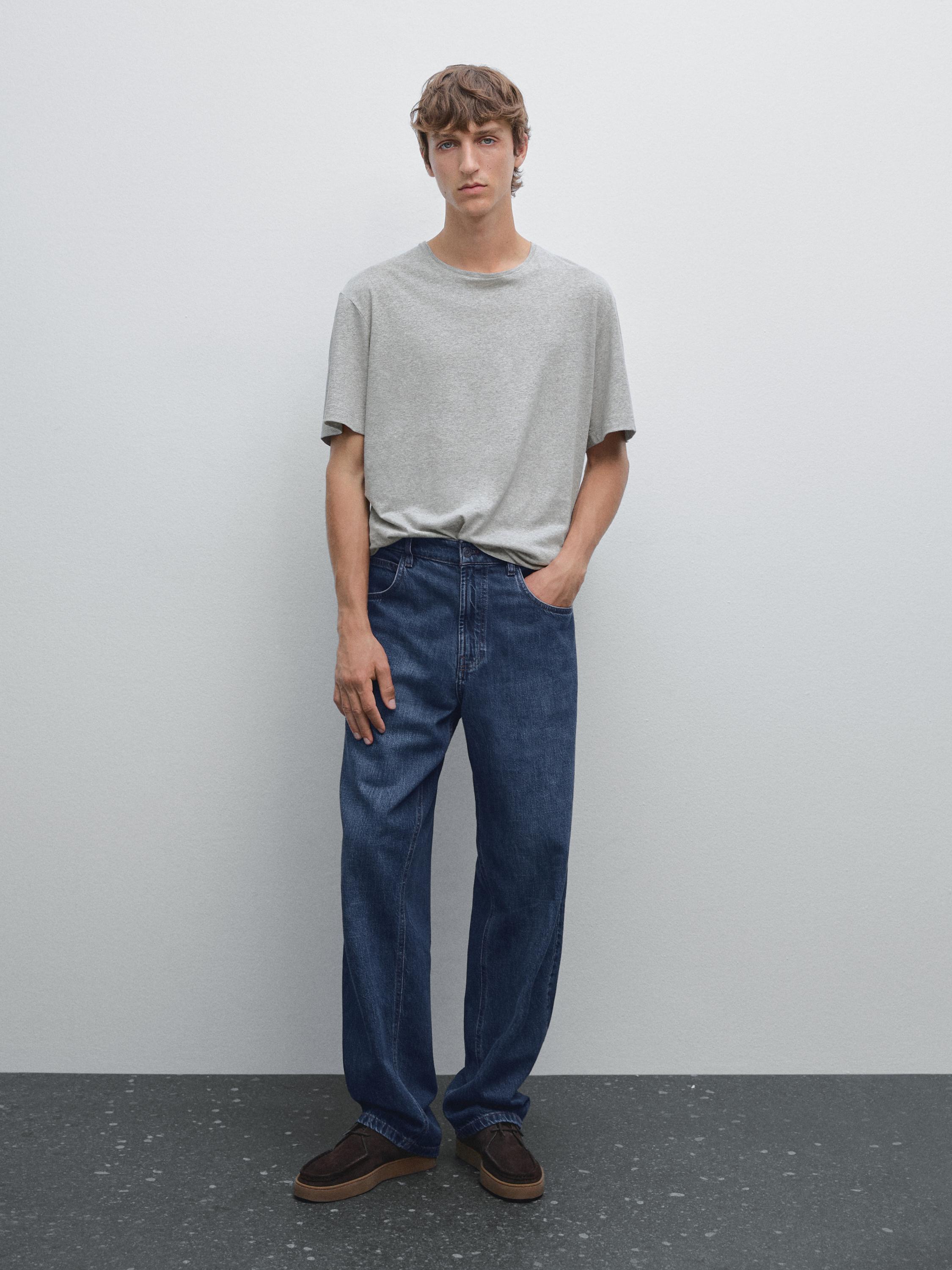 Melange cotton and linen t-shirt