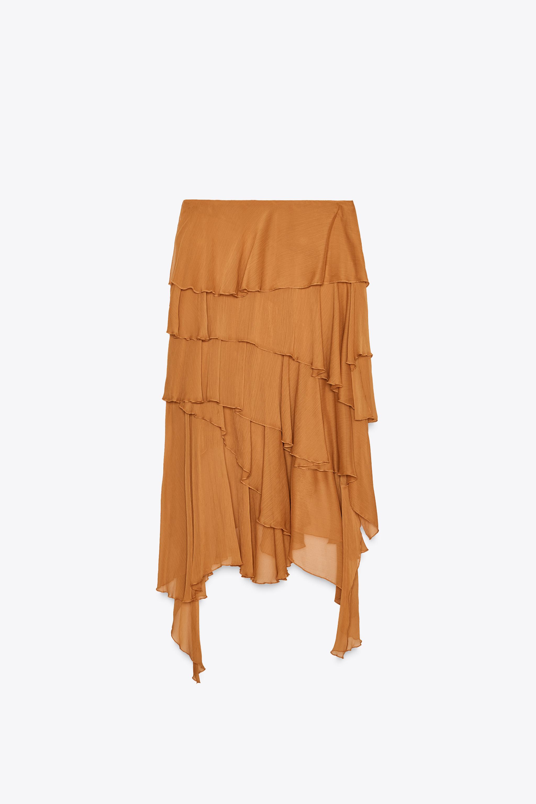 ZW COLLECTION ASYMMETRIC RUFFLED MIDI SKIRT