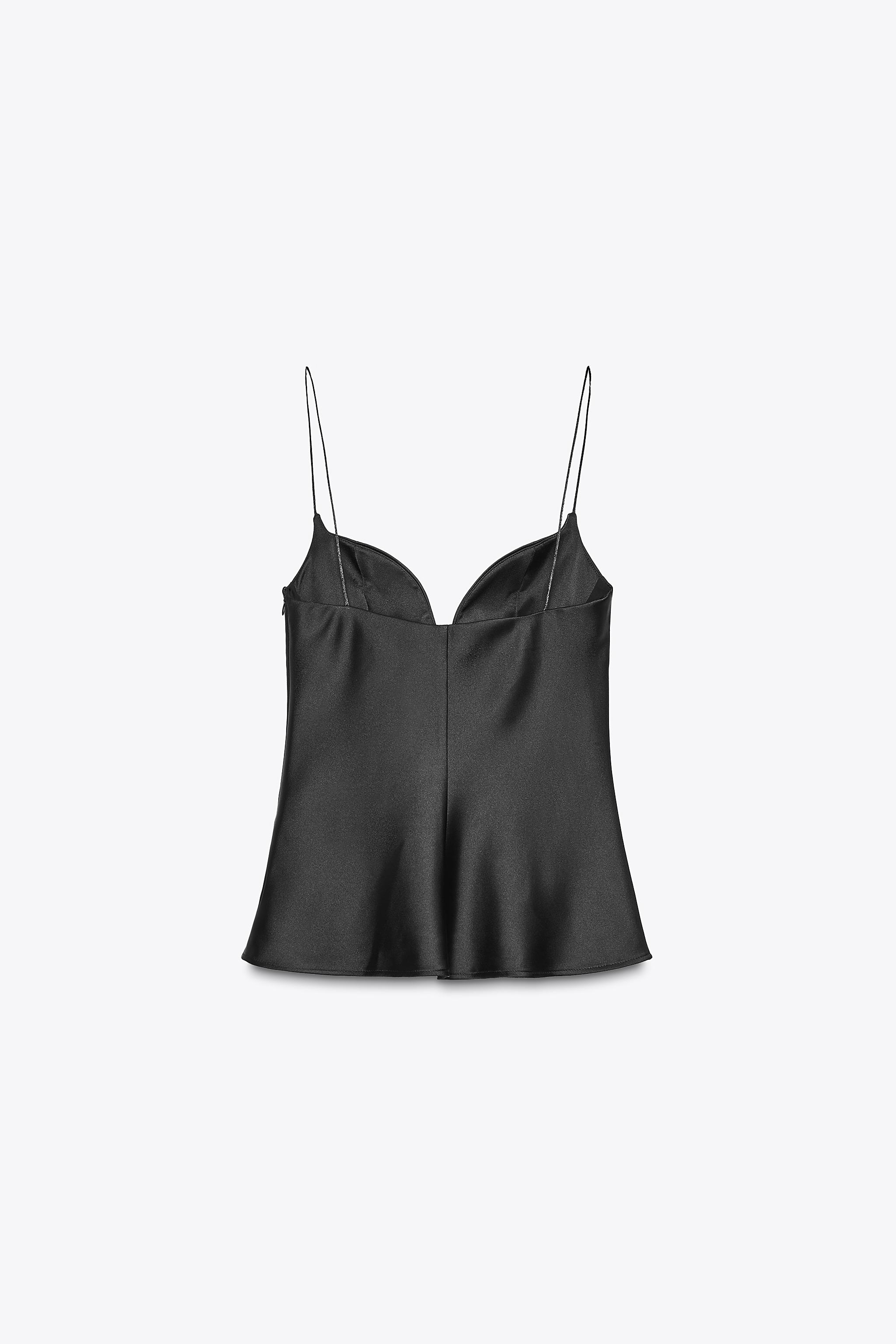 SATIN EFFECT SWEETHEART NECKLINE TOP